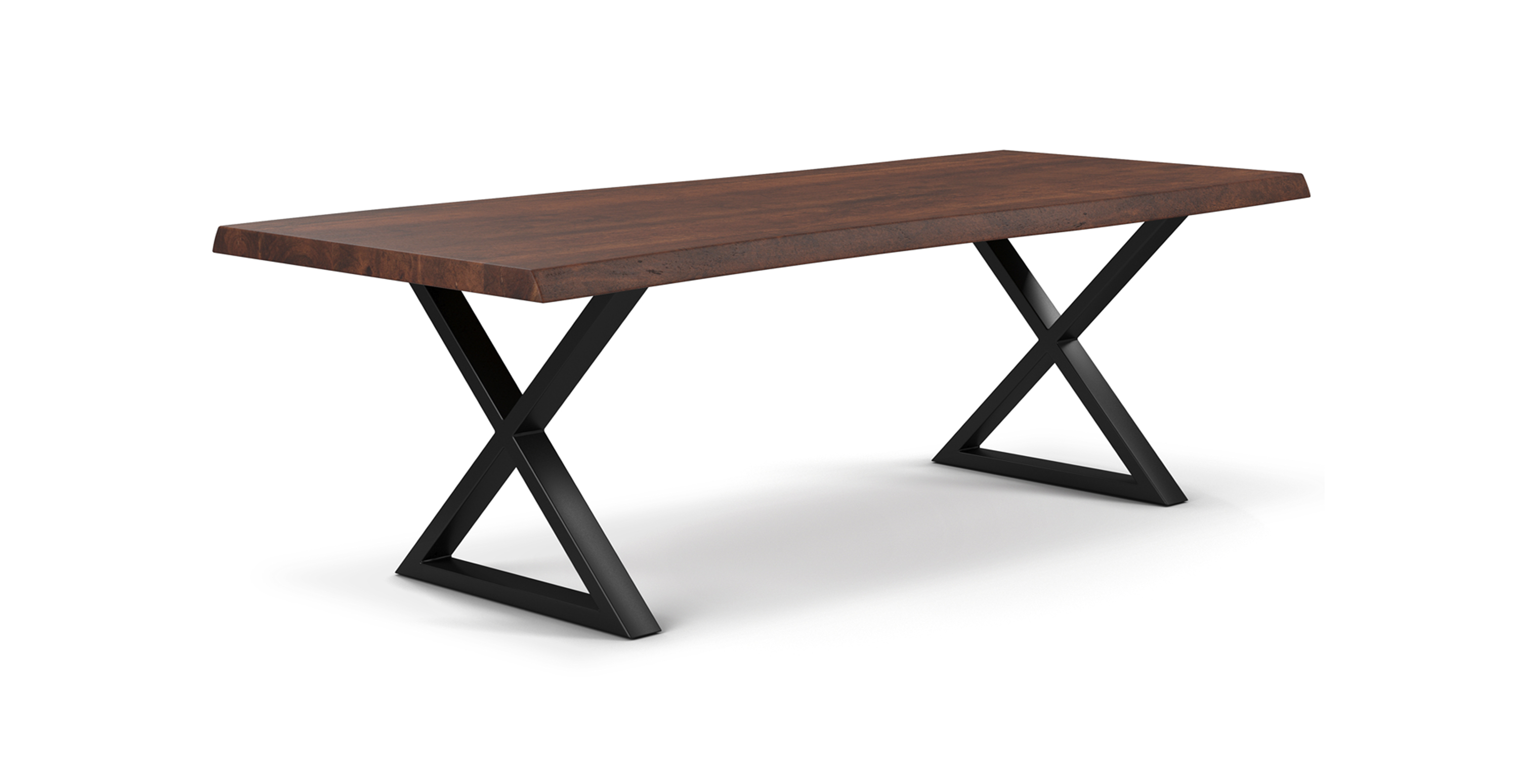 Orchard Black Aluminum X Base Wooden Dining Table -  Wood Top And Aluminum Base Americano 92"