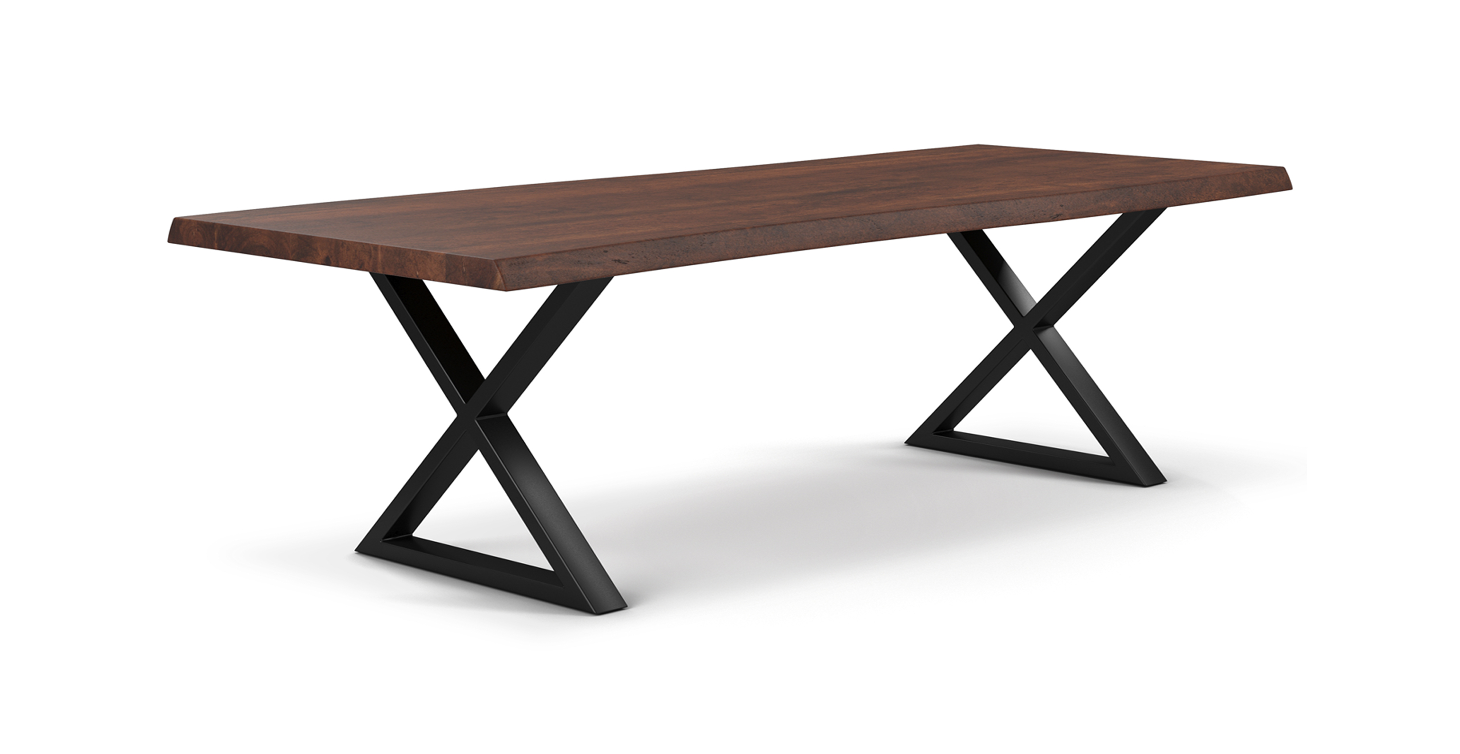 Orchard Black Aluminum X Base Wooden Dining Table -  Wood Top And Aluminum Base Americano 116"