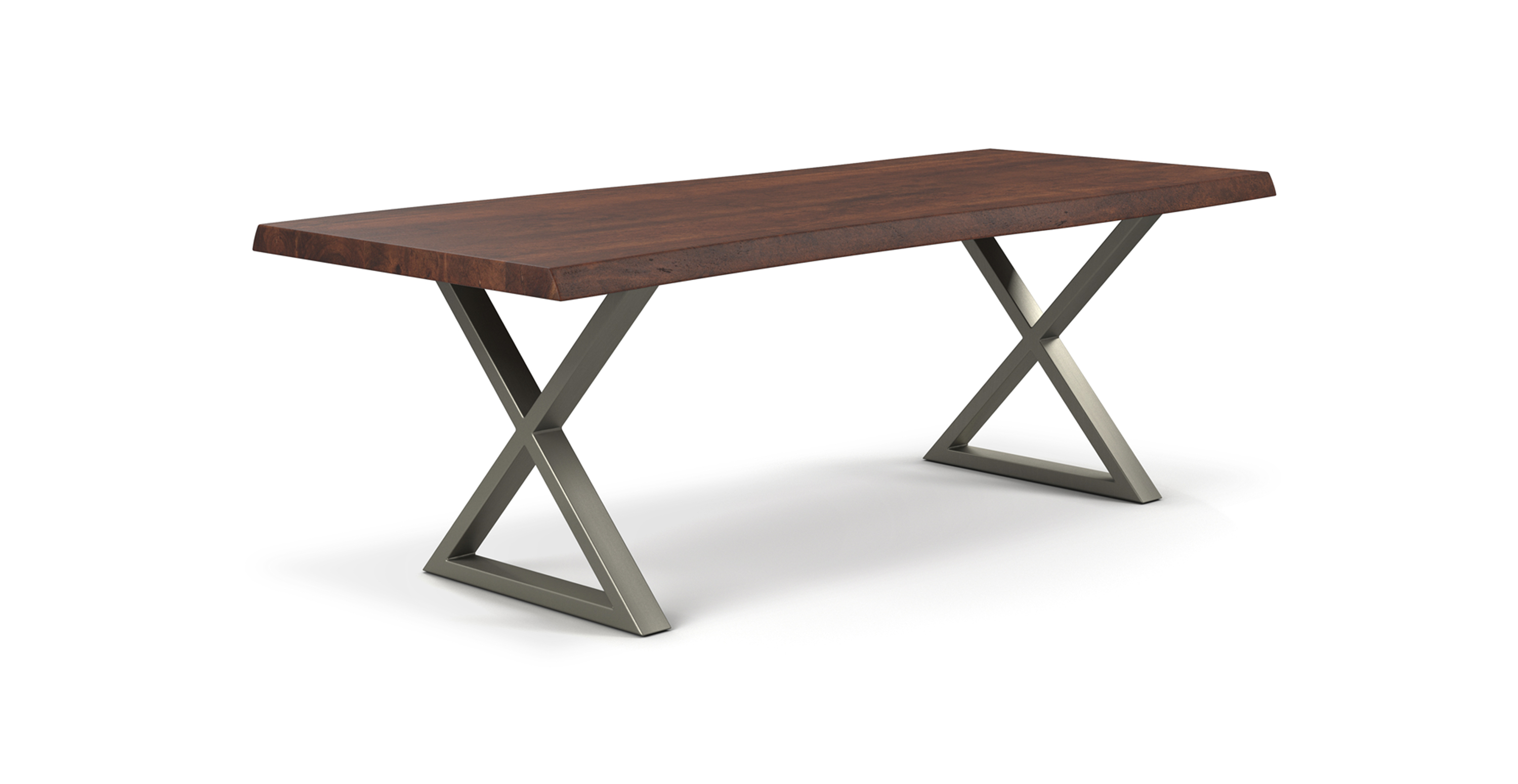 Orchard Pewter Aluminum X Base Wooden Dining Table -  Wood Top And Aluminum Base Americano 79"