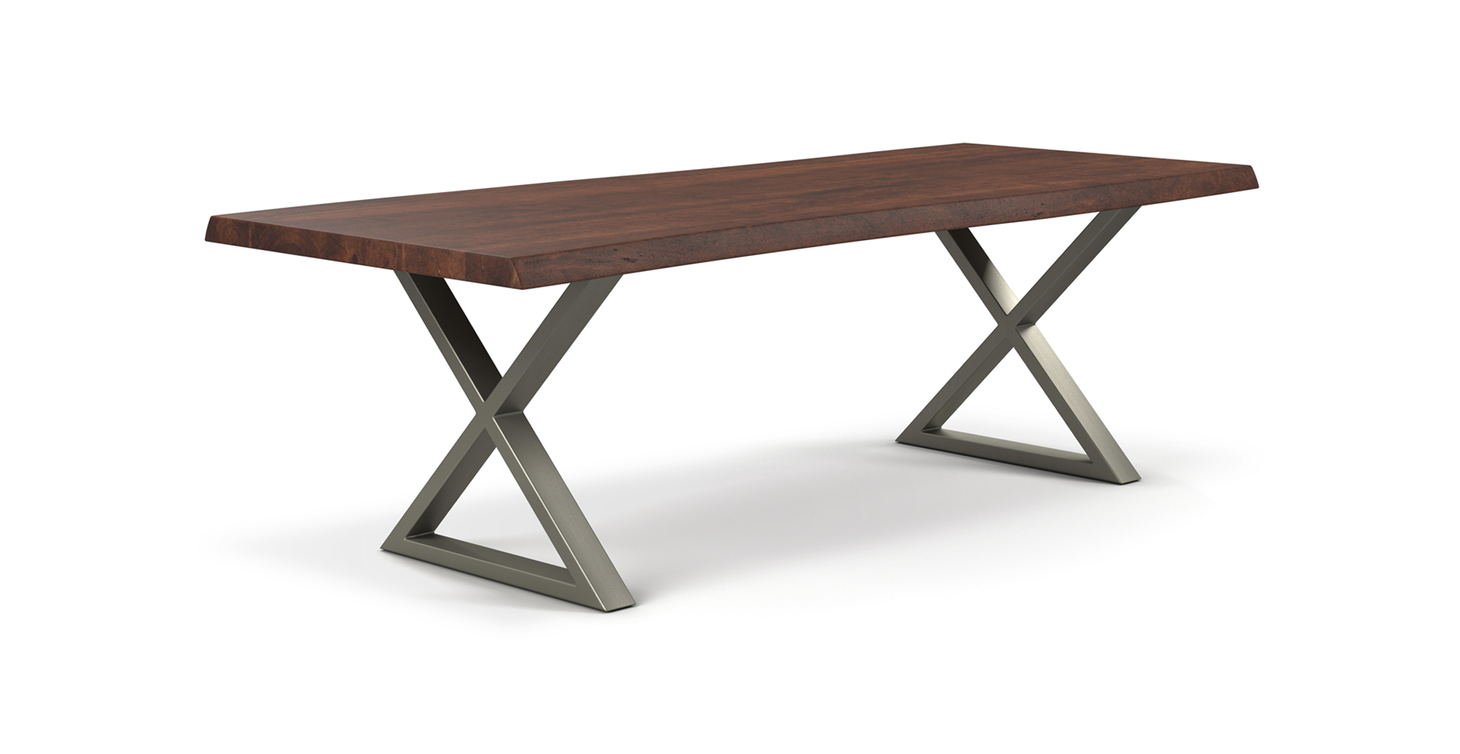 Orchard Pewter Aluminum X Base Wooden Dining Table -  Wood Top And Aluminum Base Americano 92"