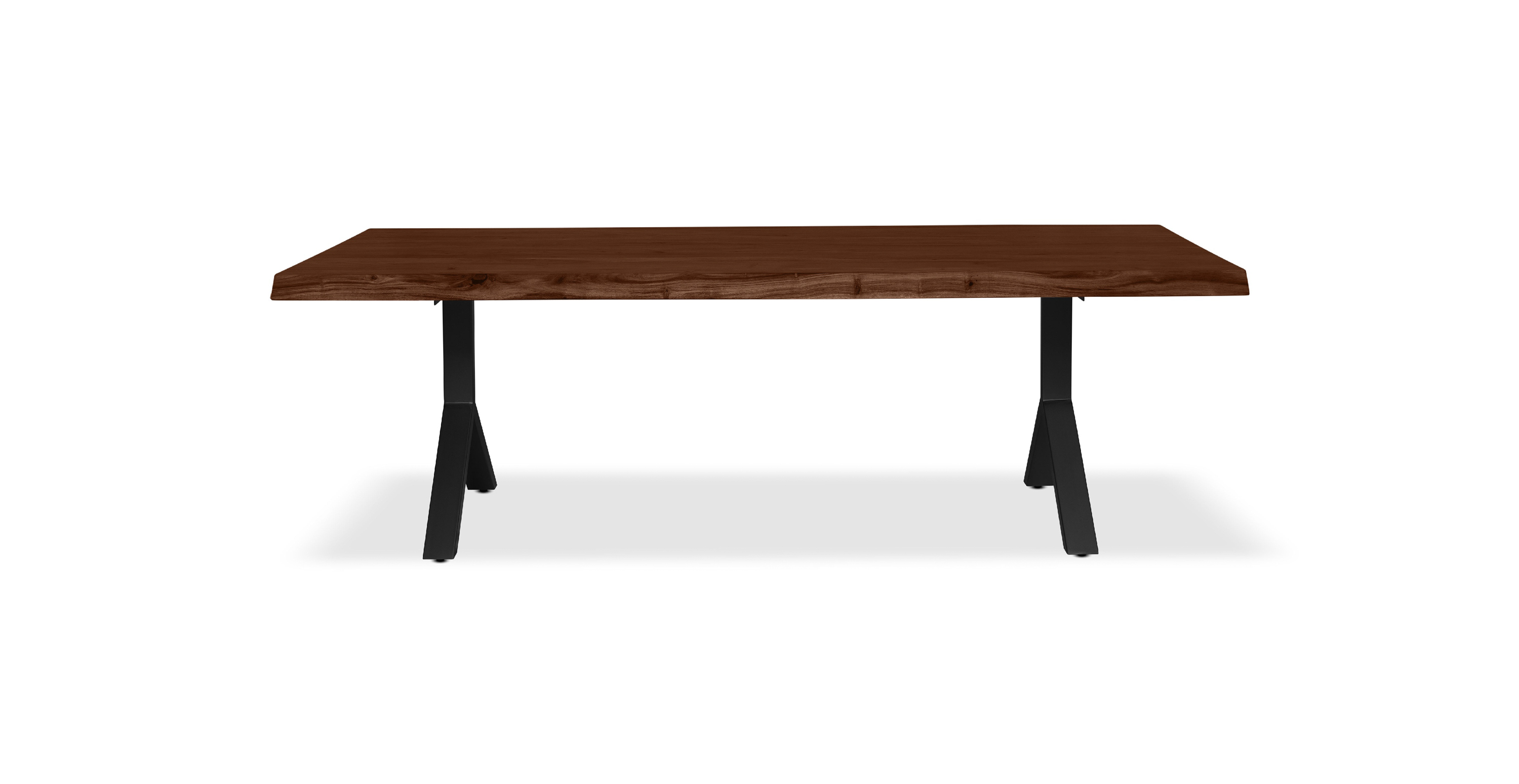 Orchard Black Aluminum Y Base Wooden Dining Table -  Wood Top And Aluminum Base Americano 79"