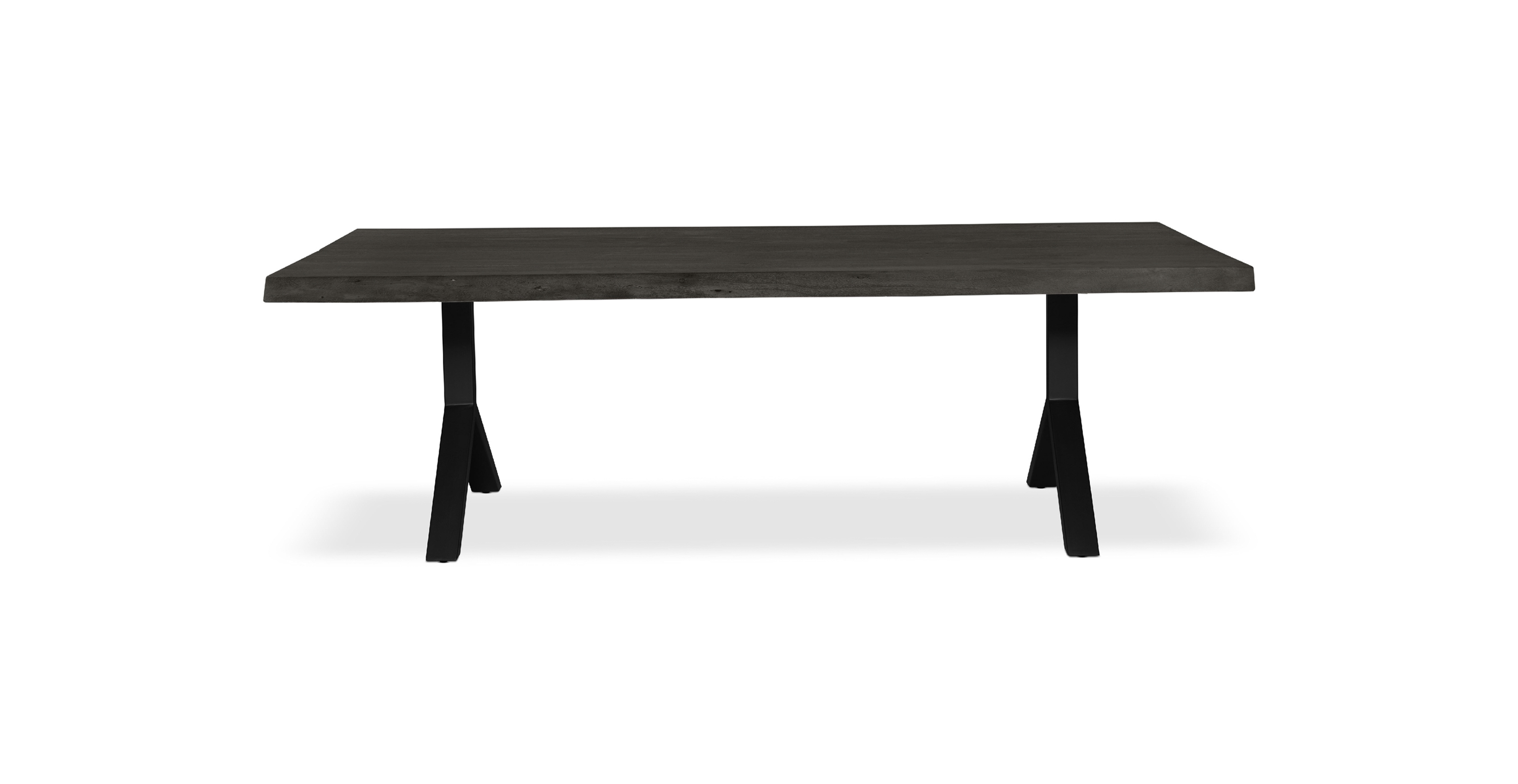 Orchard Black Aluminum Y Base Wooden Dining Table -  Wood Top And Aluminum Base Ebonized 79"