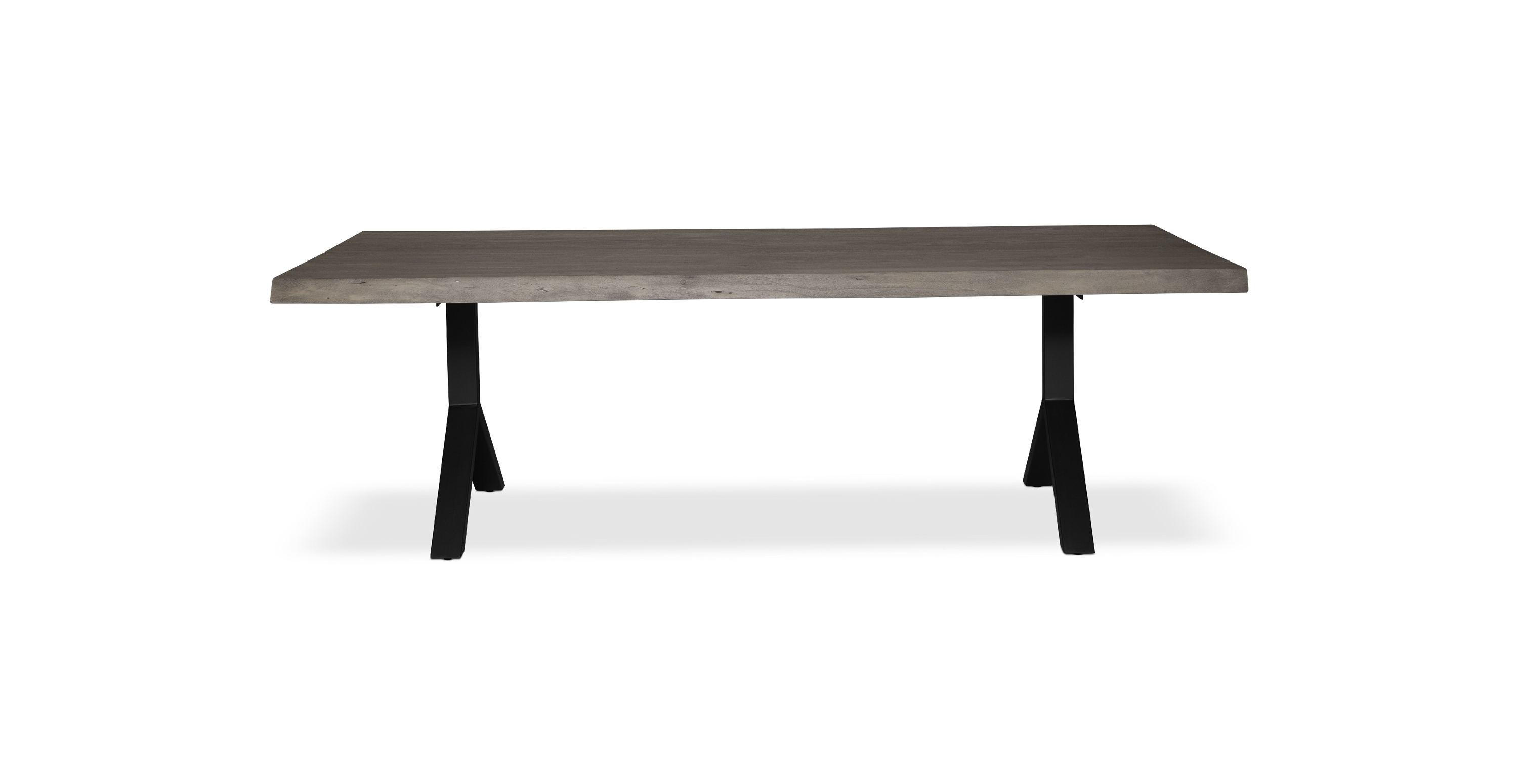 Orchard Black Aluminum Y Base Wooden Dining Table -  Wood Top And Aluminum Base Sandblasted Grey 79"