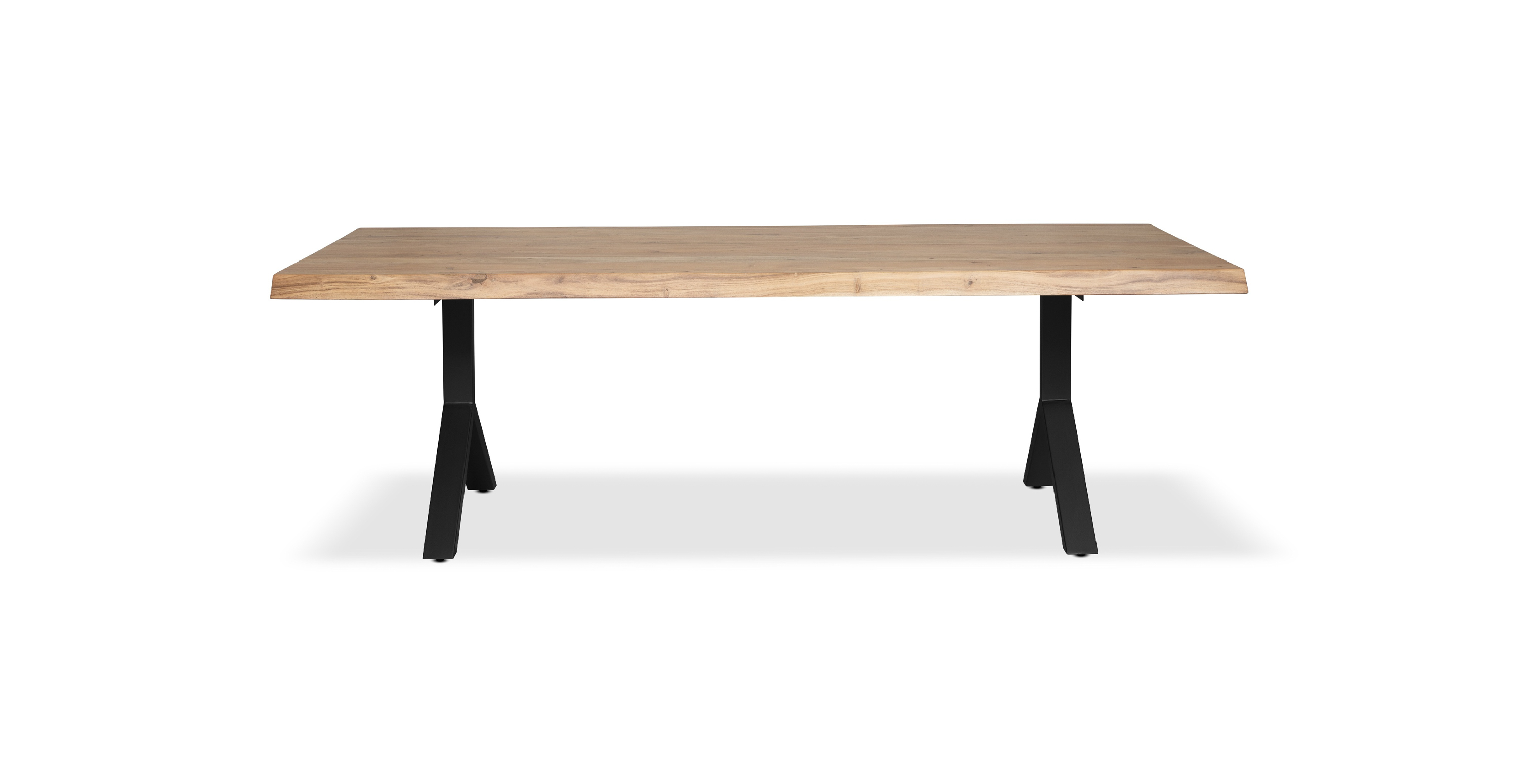Orchard Black Aluminum Y Base Wooden Dining Table -  Wood Top And Aluminum Base Teak 79"