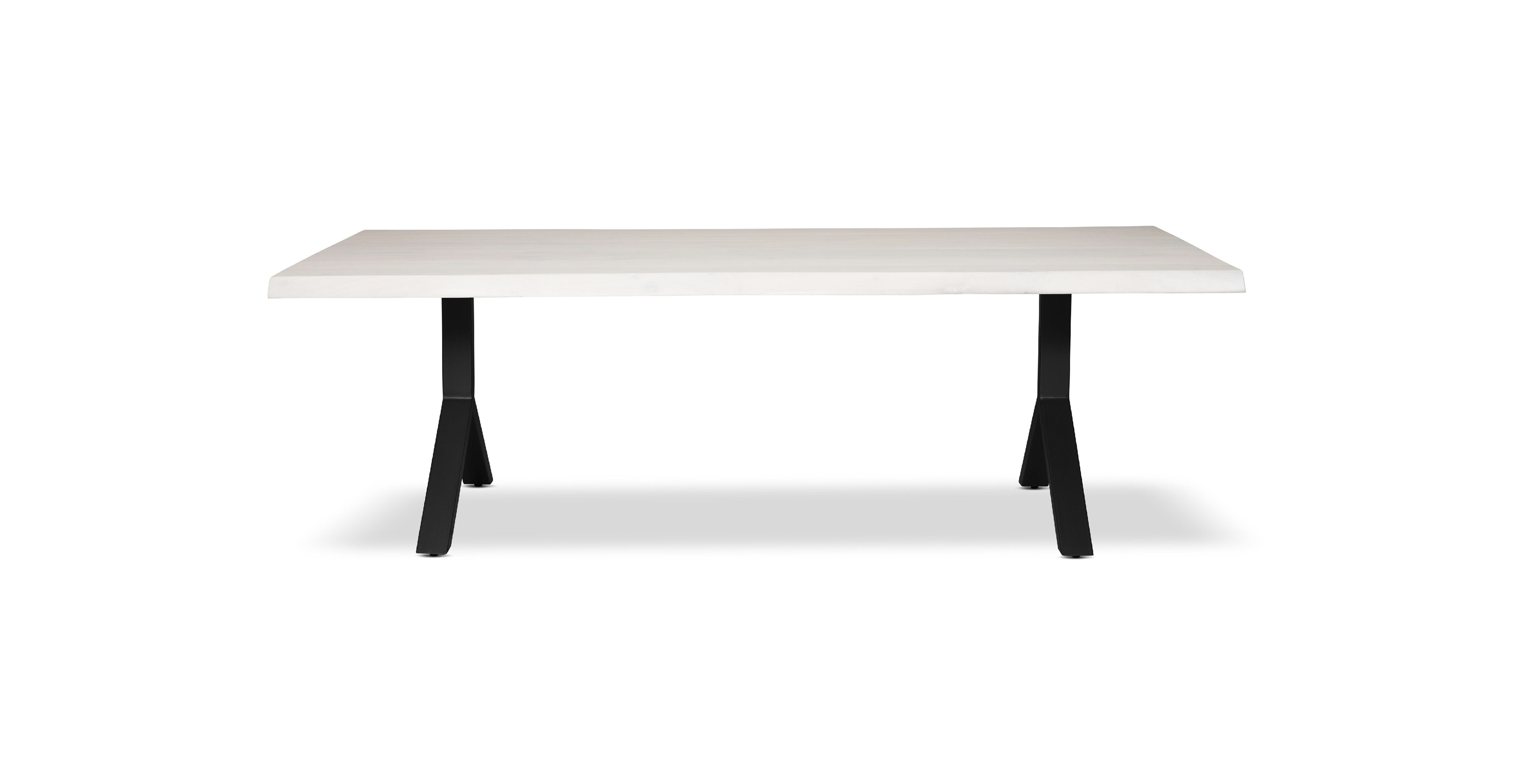 Orchard Black Aluminum Y Base Wooden Dining Table -  Wood Top And Aluminum Base White Wash 79"