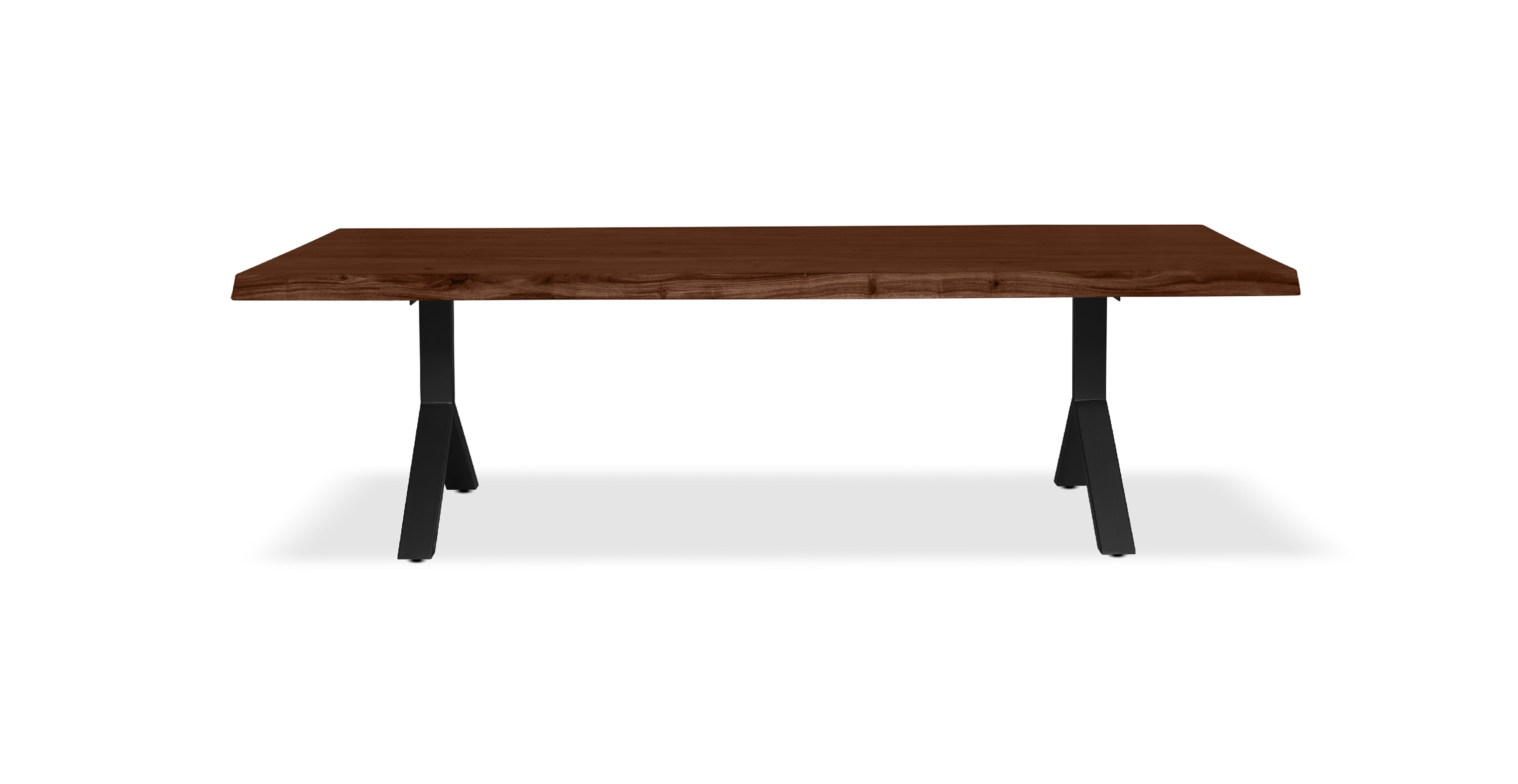Orchard Black Aluminum Y Base Wooden Dining Table -  Wood Top And Aluminum Base Americano 92"