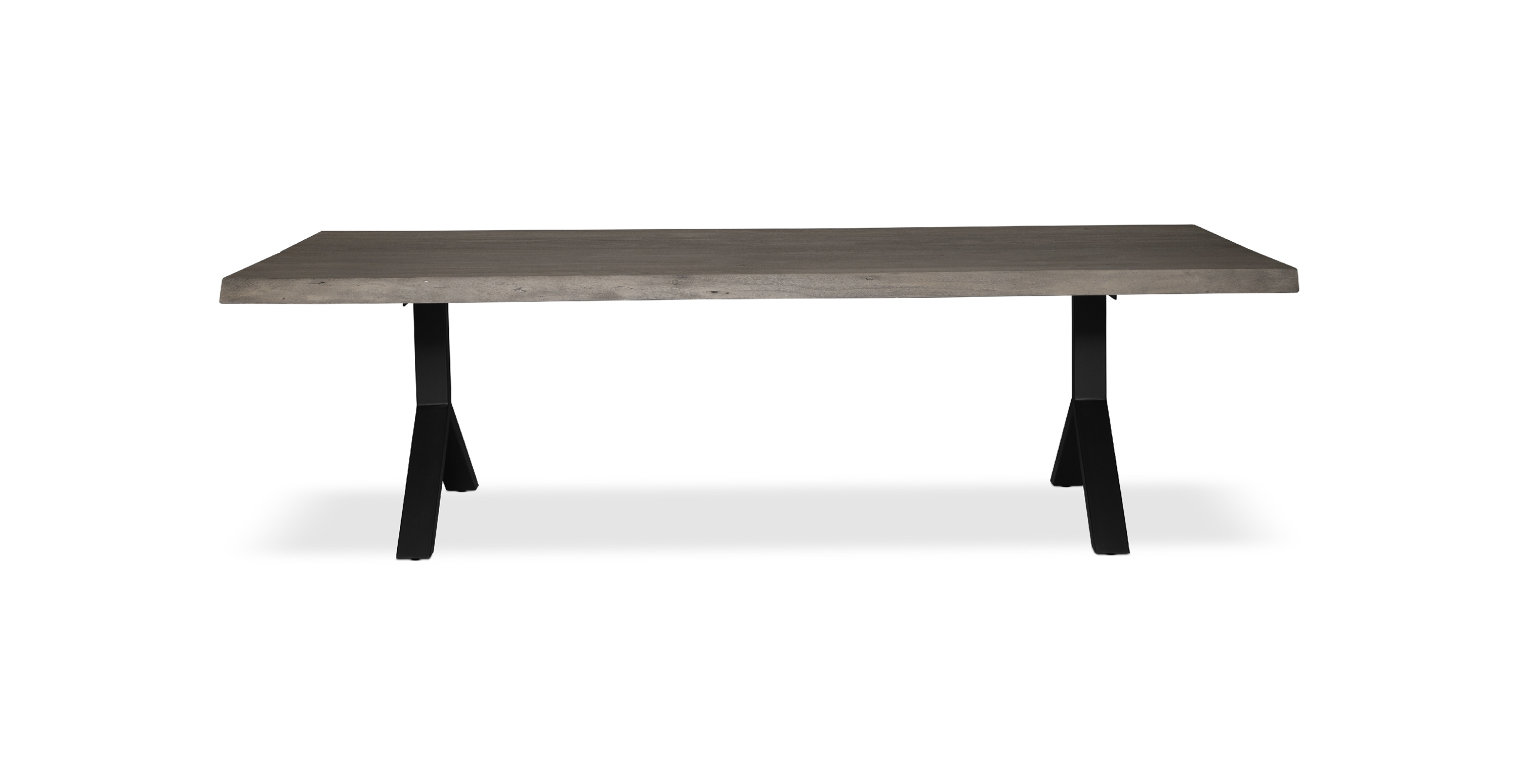 Orchard Black Aluminum Y Base Wooden Dining Table -  Wood Top And Aluminum Base Sandblasted Grey 92"