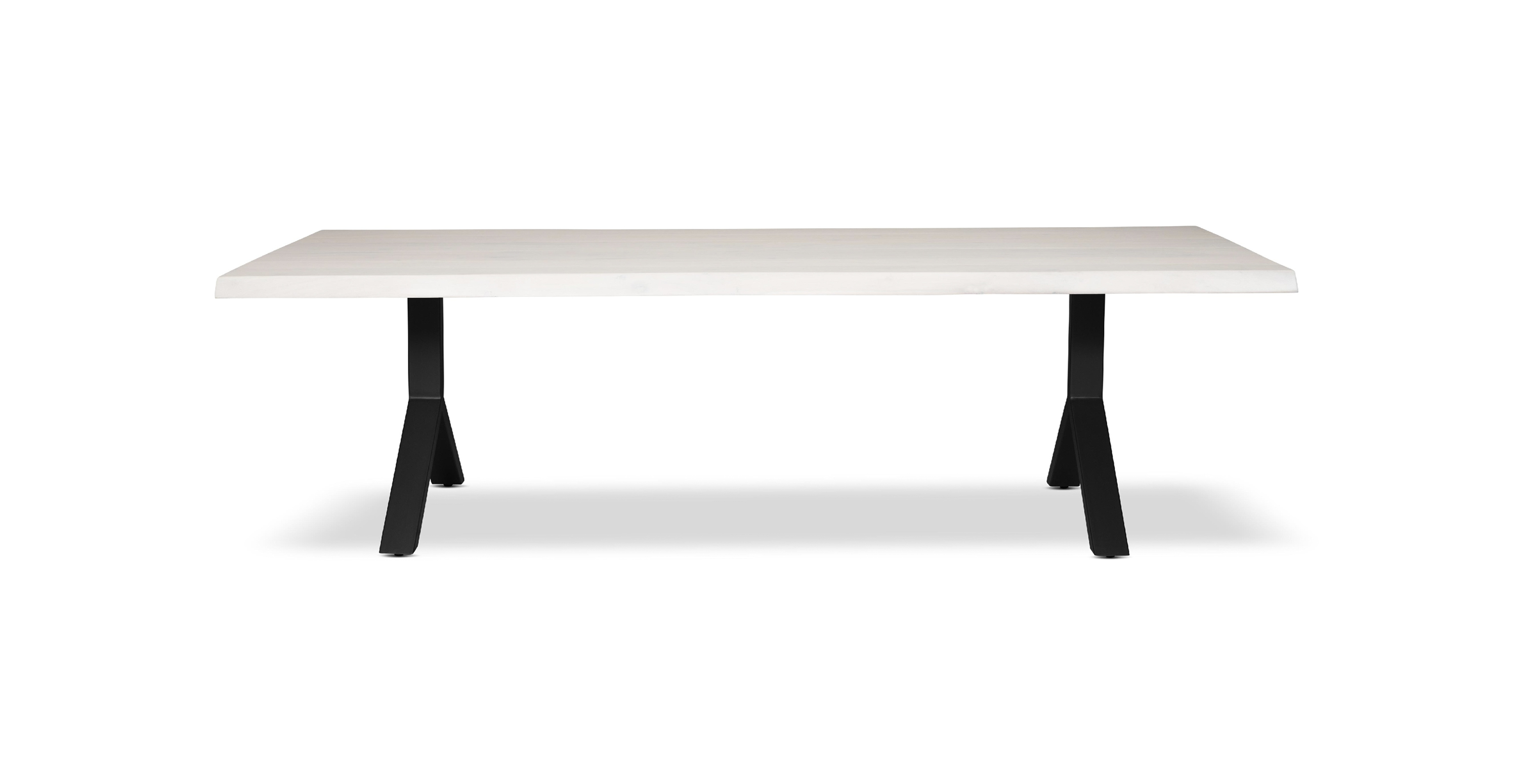 Orchard Black Aluminum Y Base Wooden Dining Table -  Wood Top And Aluminum Base White Wash 92"