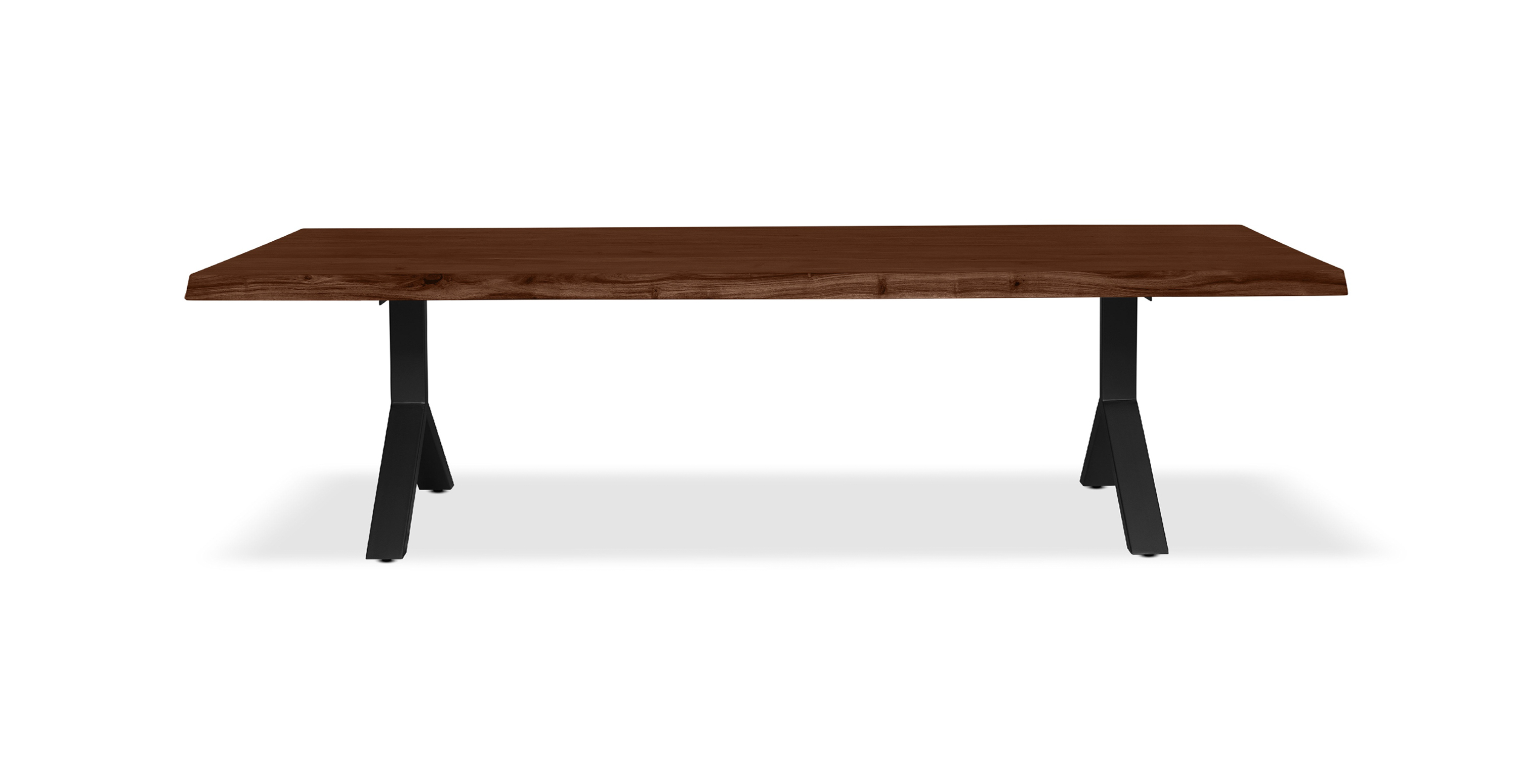 Orchard Black Aluminum Y Base Wooden Dining Table -  Wood Top And Aluminum Base Americano 116"