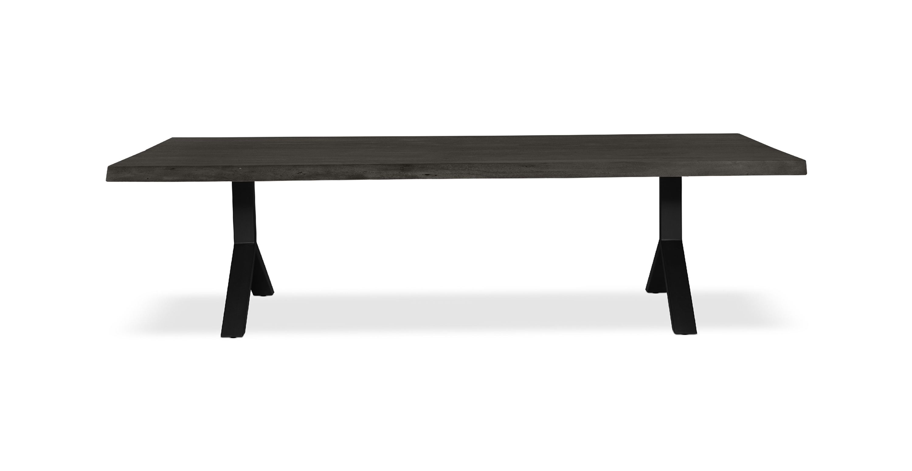 Orchard Black Aluminum Y Base Wooden Dining Table -  Wood Top And Aluminum Base Ebonized 116"