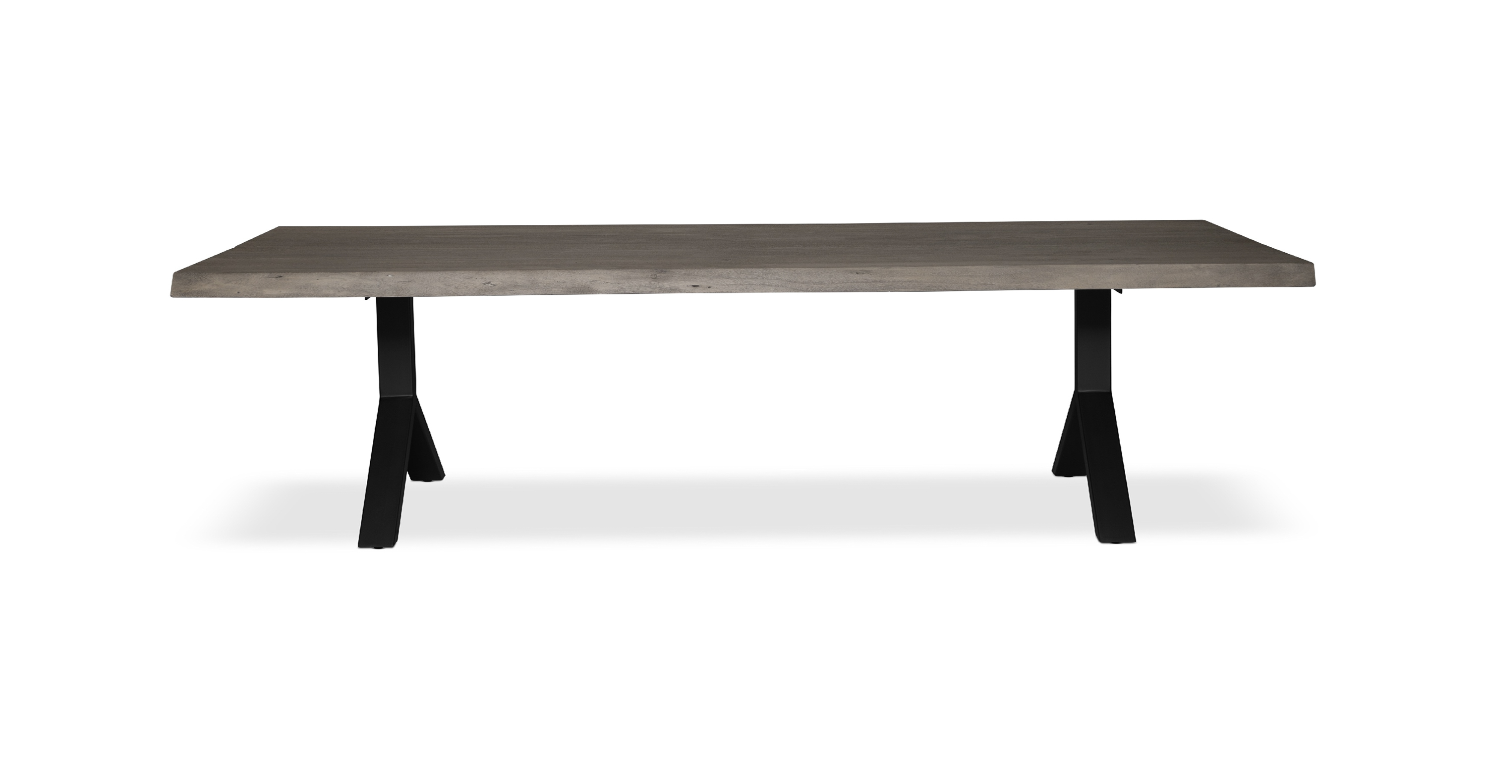 Orchard Black Aluminum Y Base Wooden Dining Table -  Wood Top And Aluminum Base Sandblasted Grey 116"
