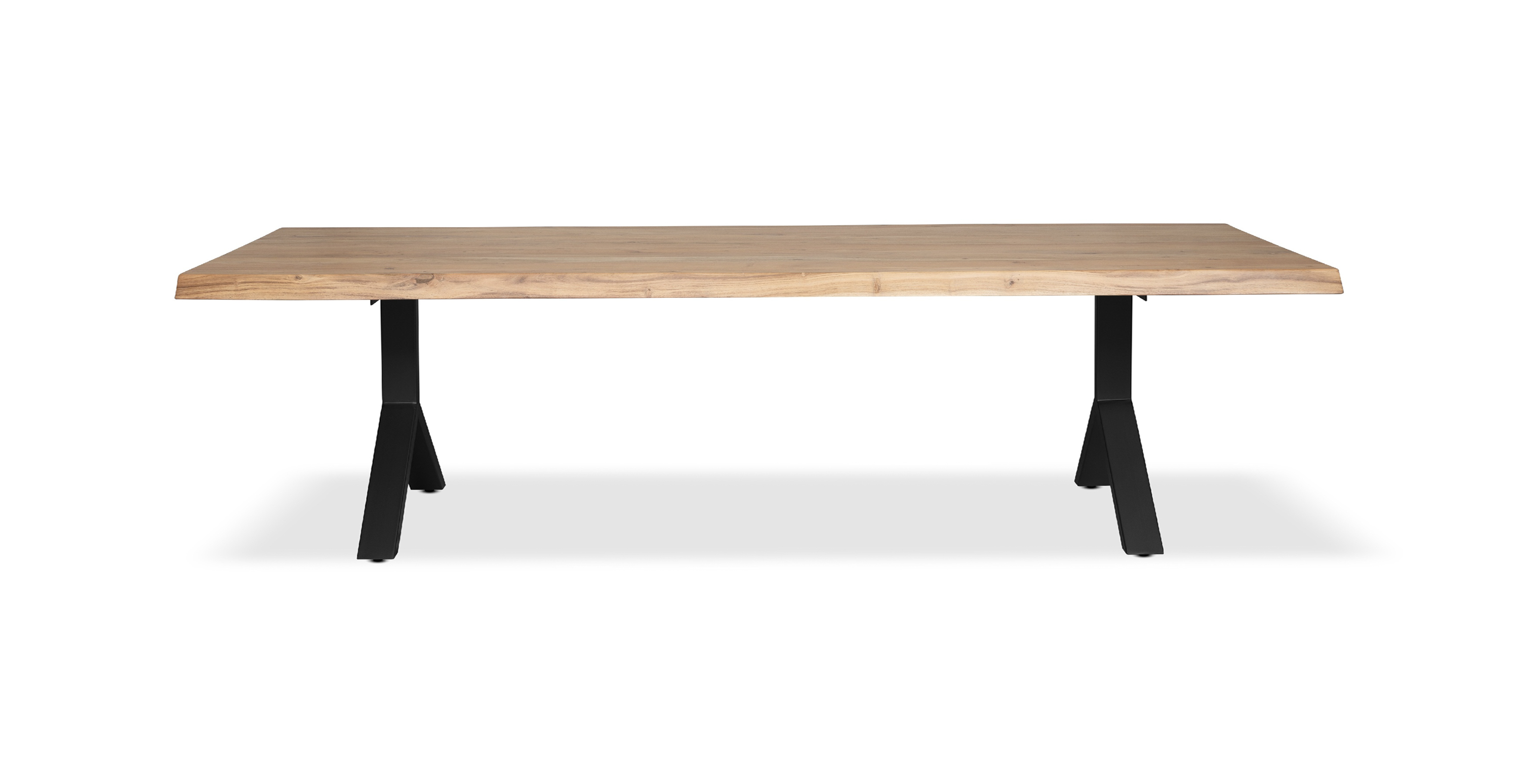 Orchard Black Aluminum Y Base Wooden Dining Table -  Wood Top And Aluminum Base Teak 116"
