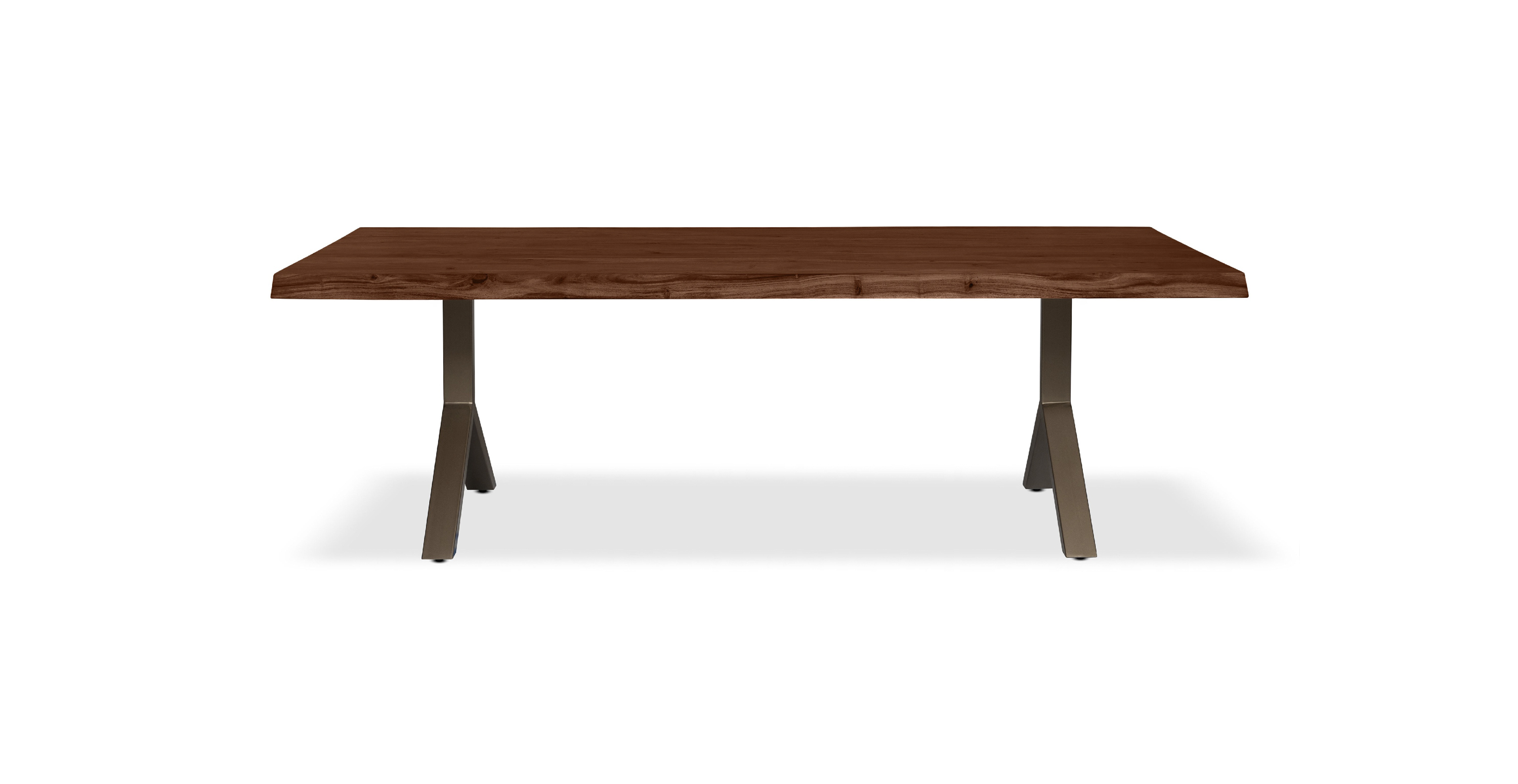 Orchard Brass Aluminum Y Base Wooden Dining Table -  Wood Top And Aluminum Base Americano 79"