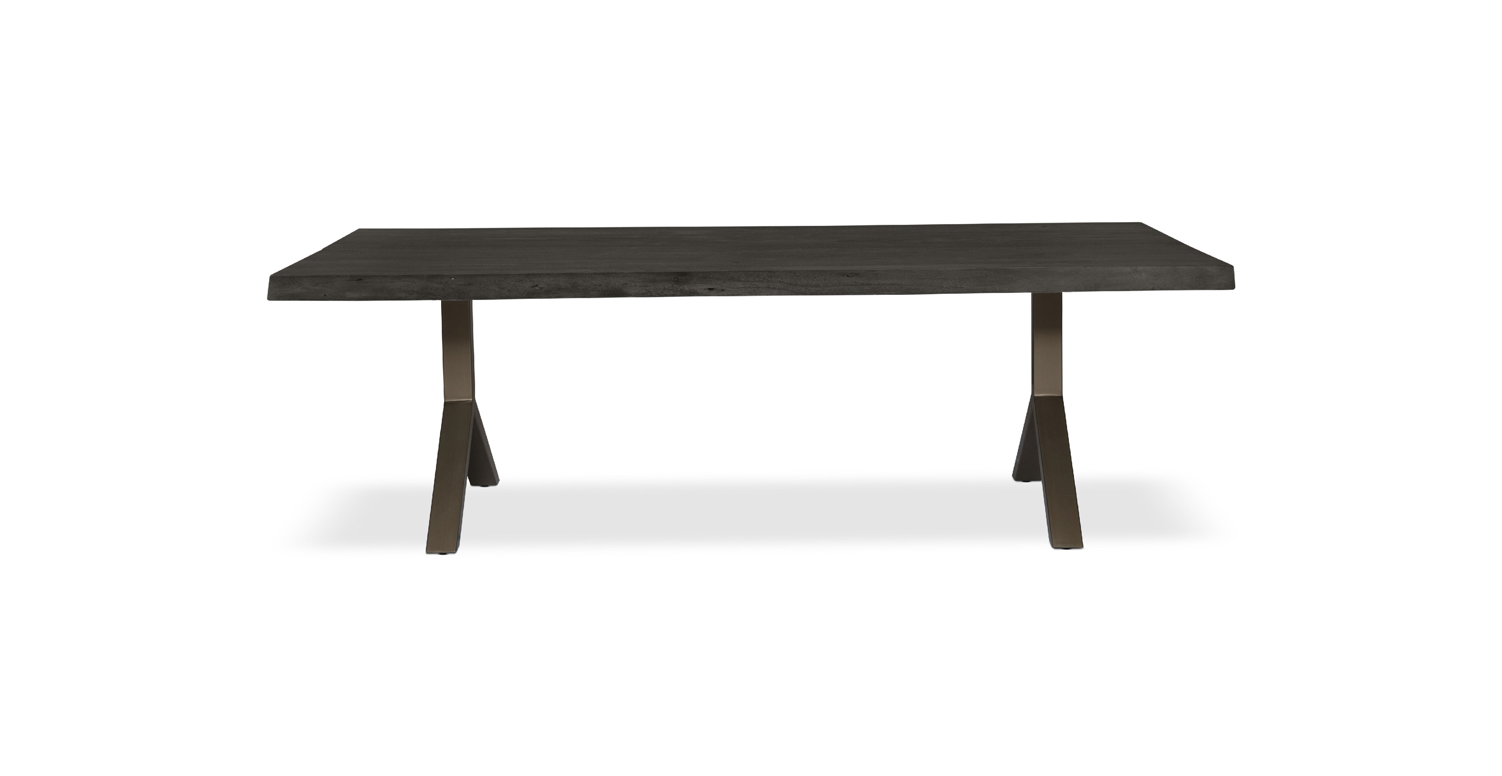 Orchard Brass Aluminum Y Base Wooden Dining Table -  Wood Top And Aluminum Base Ebonized 79"