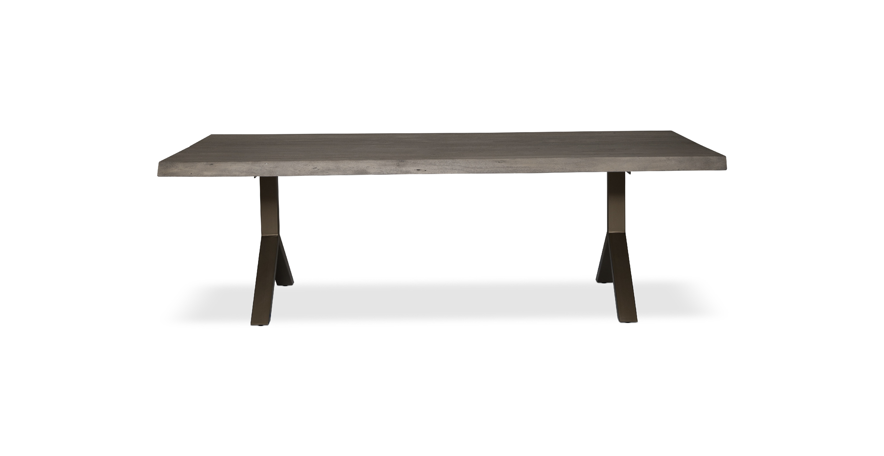 Orchard Brass Aluminum Y Base Wooden Dining Table -  Wood Top And Aluminum Base Sandblasted Grey 79"