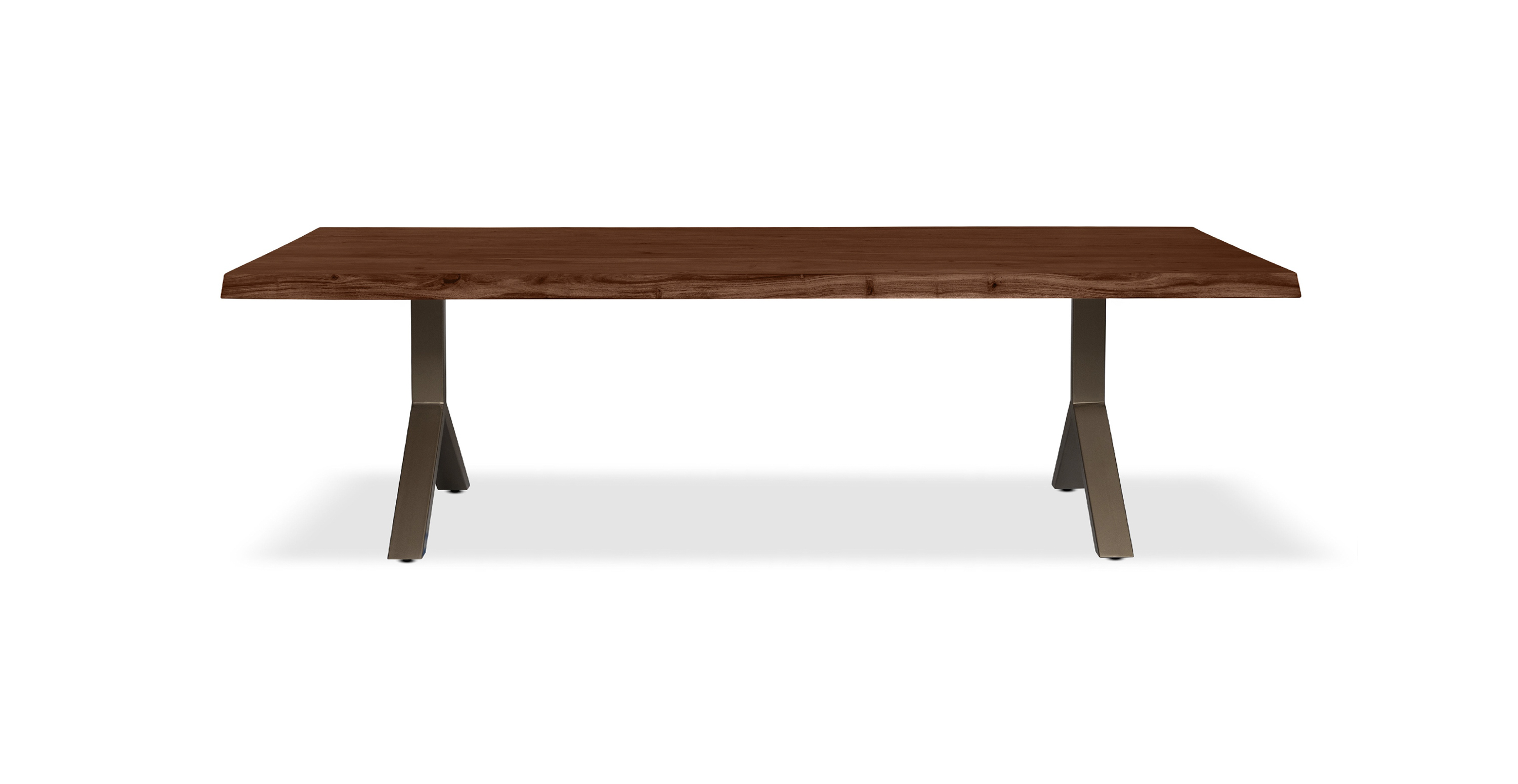 Orchard Brass Aluminum Y Base Wooden Dining Table -  Wood Top And Aluminum Base Americano 92"