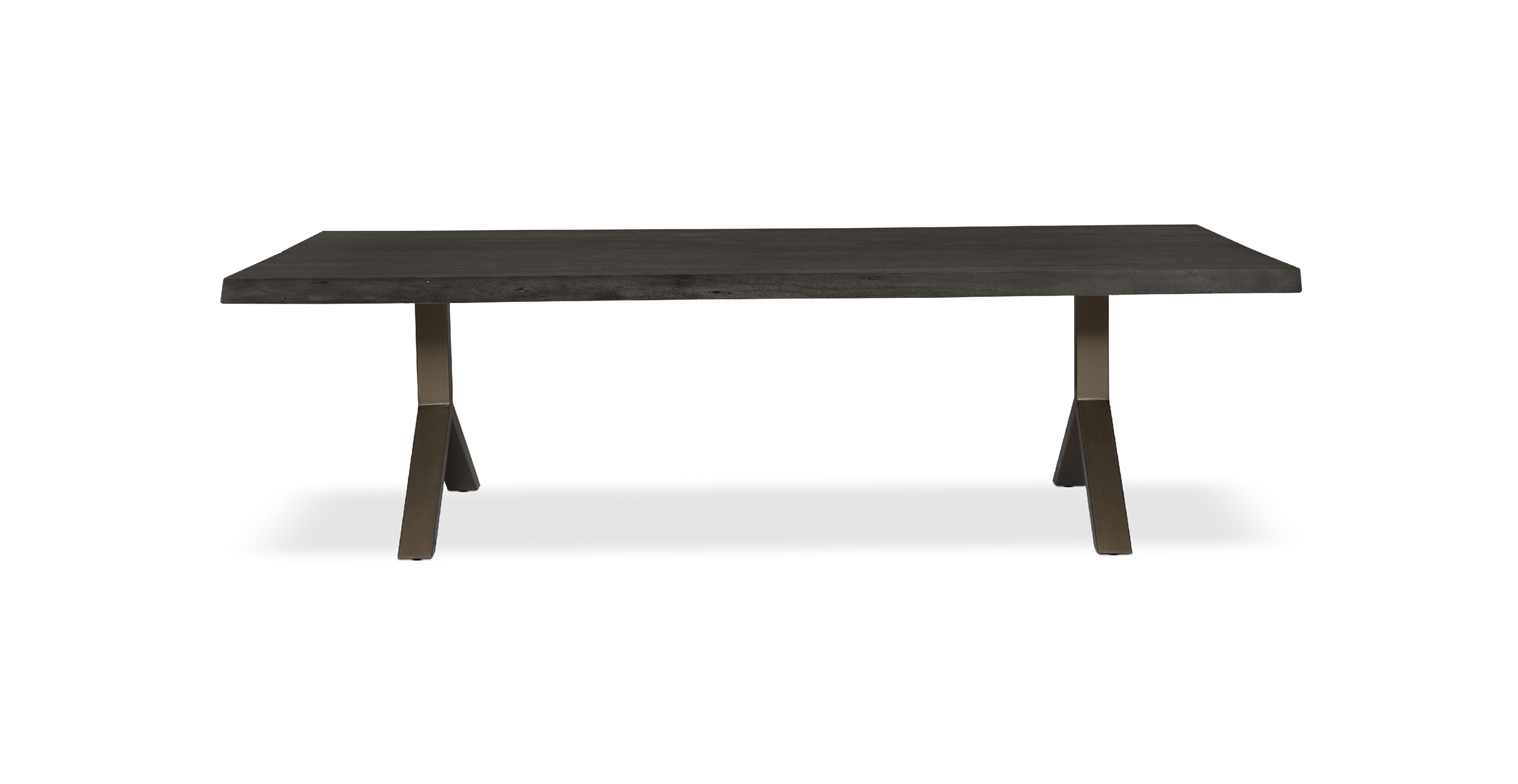 Orchard Brass Aluminum Y Base Wooden Dining Table -  Wood Top And Aluminum Base Ebonized 92"