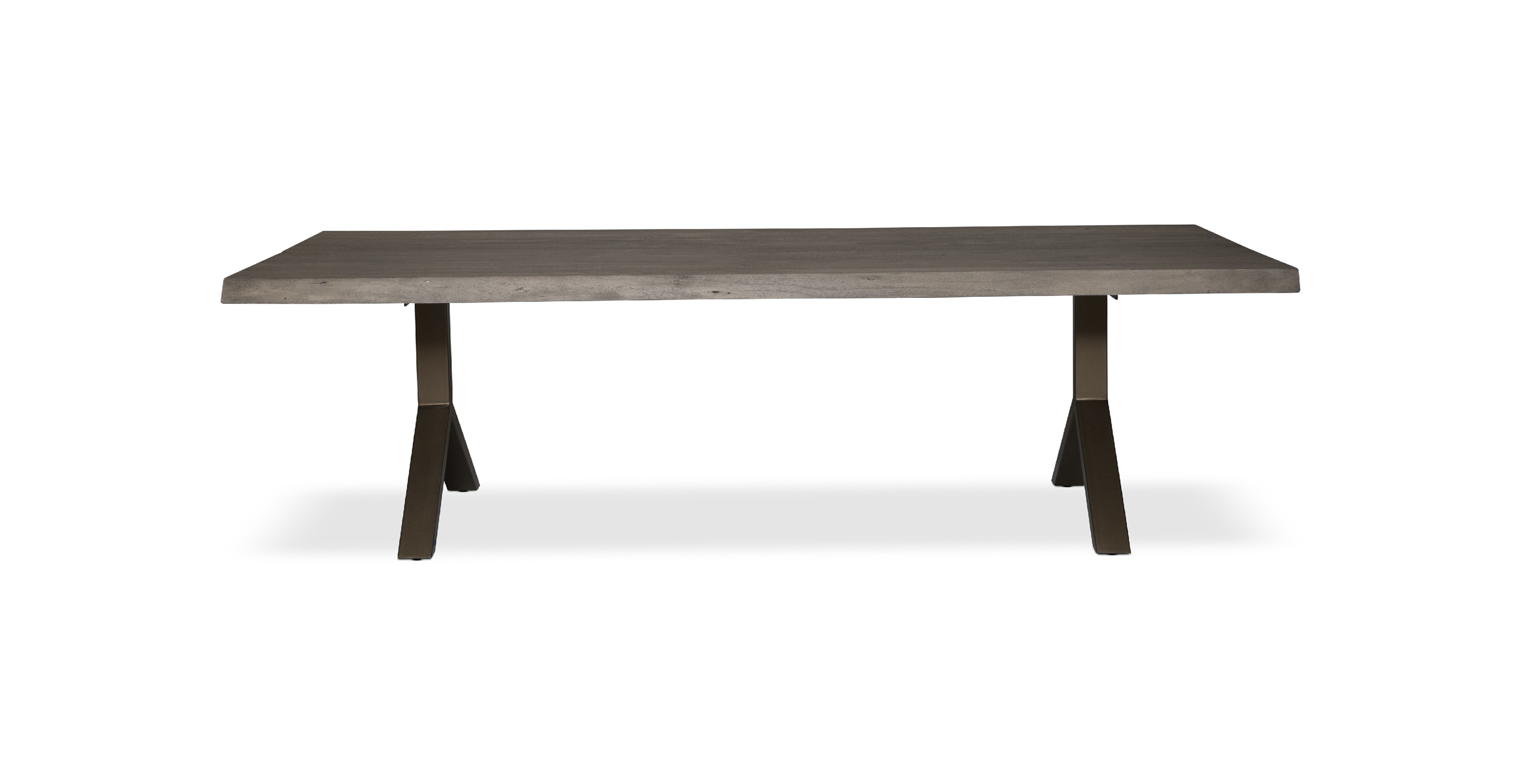 Orchard Brass Aluminum Y Base Wooden Dining Table -  Wood Top And Aluminum Base Sandblasted Grey 92"