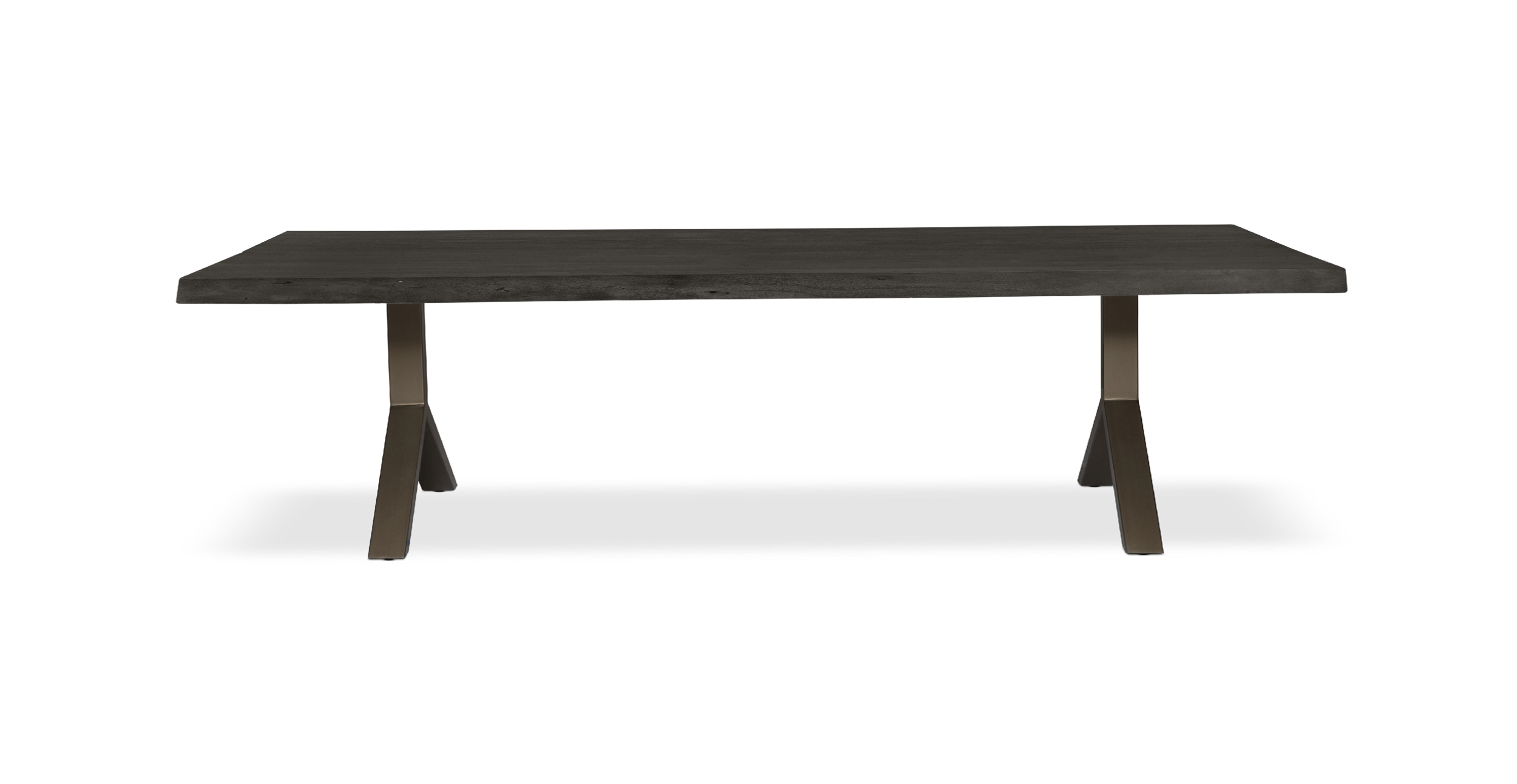 Orchard Brass Aluminum Y Base Wooden Dining Table -  Wood Top And Aluminum Base Ebonized 116"