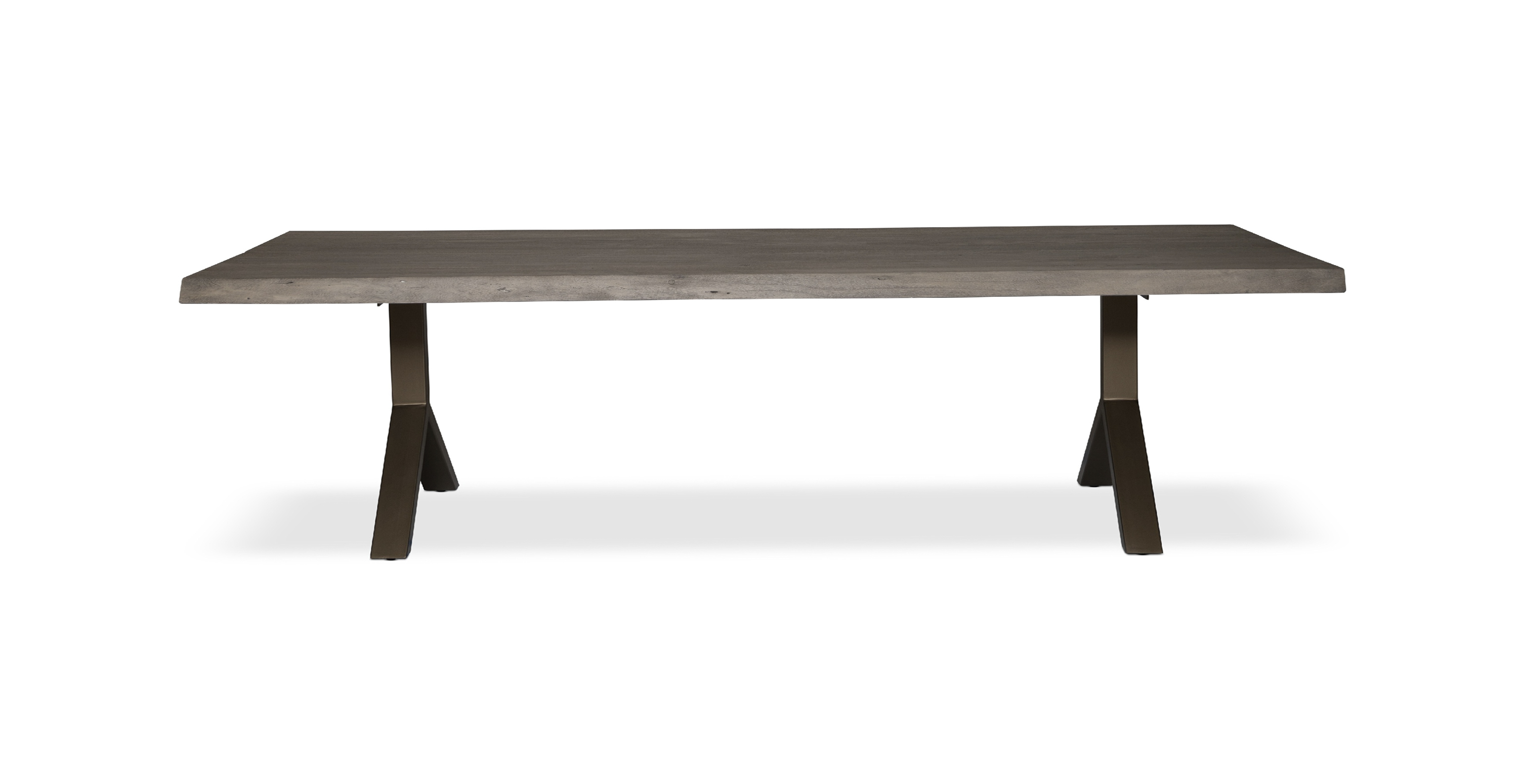 Orchard Brass Aluminum Y Base Wooden Dining Table -  Wood Top And Aluminum Base Sandblasted Grey 116"