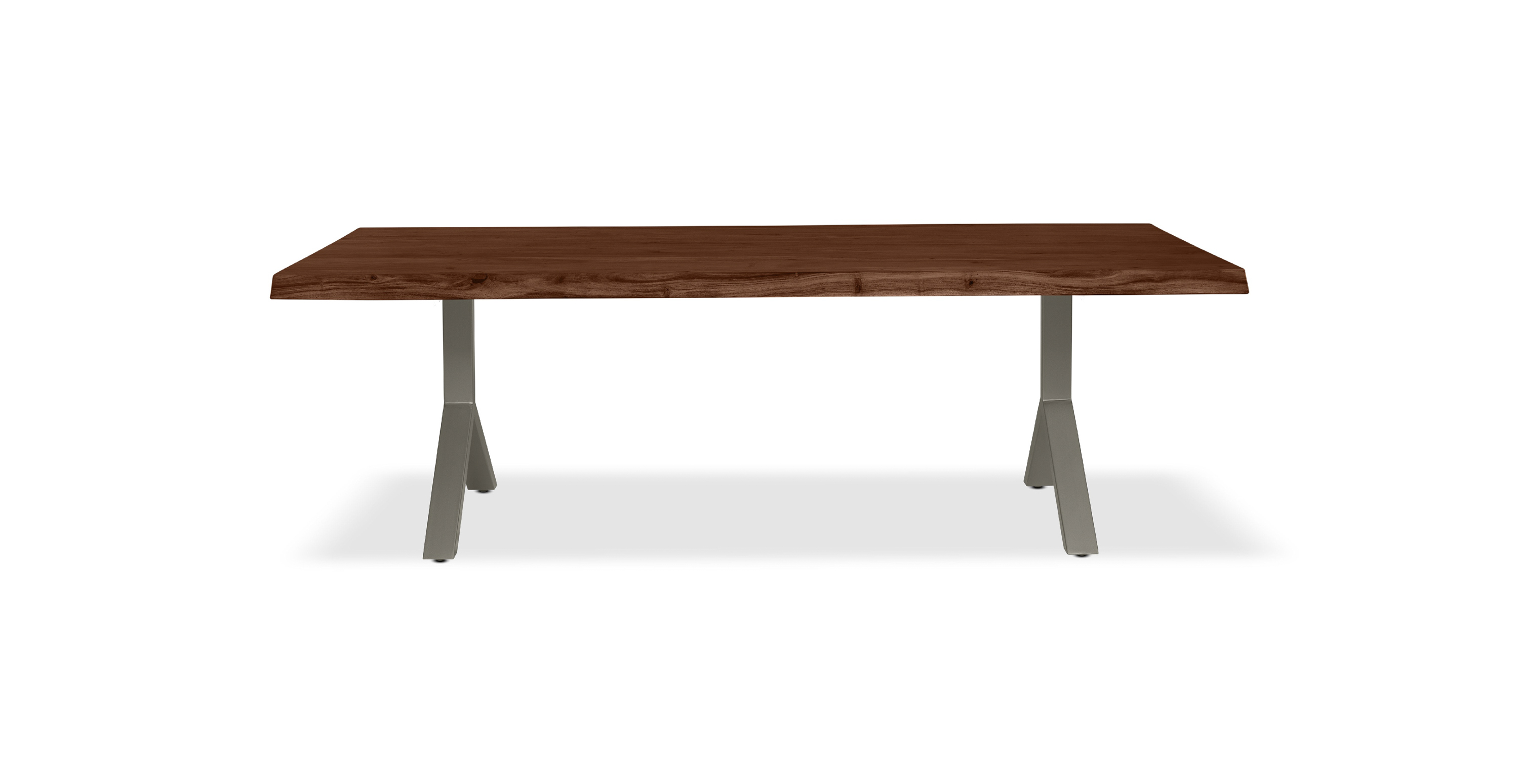Orchard Pewter Aluminum Y Base Wooden Dining Table -  Wood Top And Aluminum Base Americano 79"