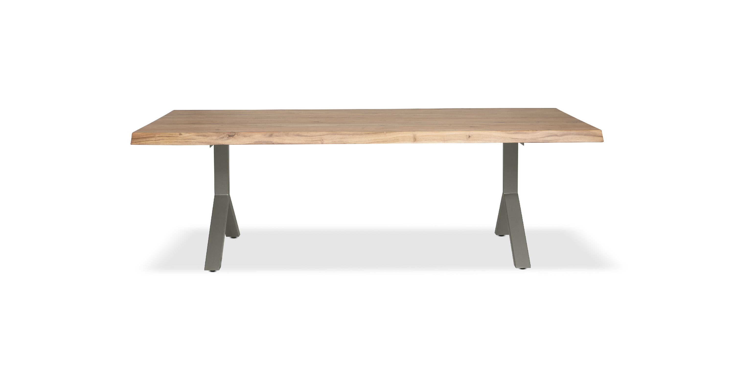 Orchard Pewter Aluminum Y Base Wooden Dining Table -  Wood Top And Aluminum Base Teak 79"