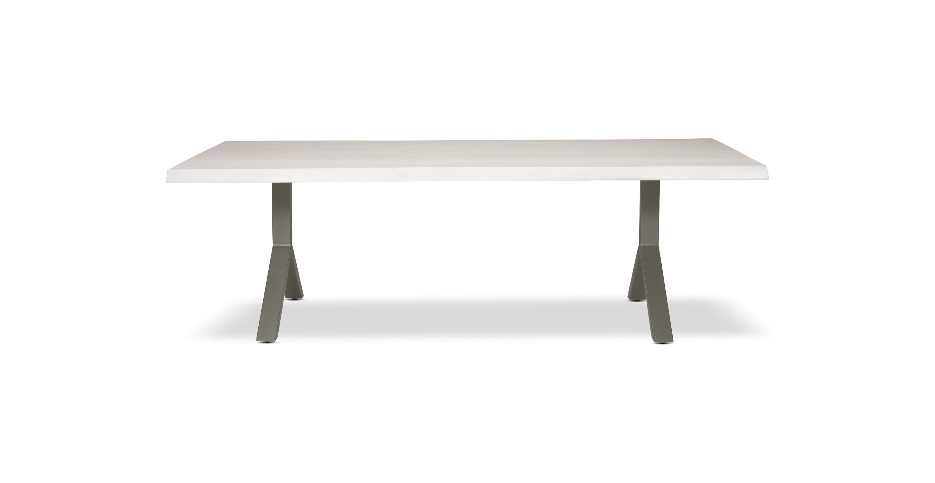 Orchard Pewter Aluminum Y Base Wooden Dining Table -  Wood Top And Aluminum Base White Wash 79"