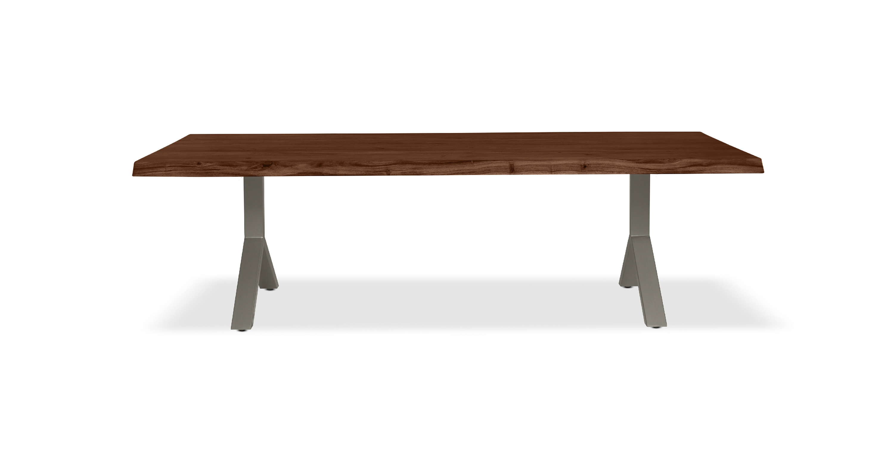Orchard Pewter Aluminum Y Base Wooden Dining Table -  Wood Top And Aluminum Base Americano 92"