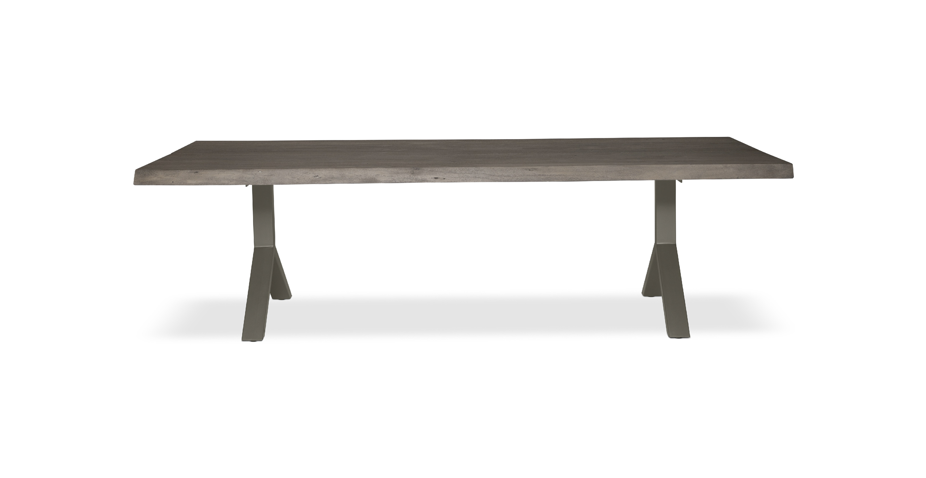 Orchard Pewter Aluminum Y Base Wooden Dining Table -  Wood Top And Aluminum Base Sandblasted Grey 92"