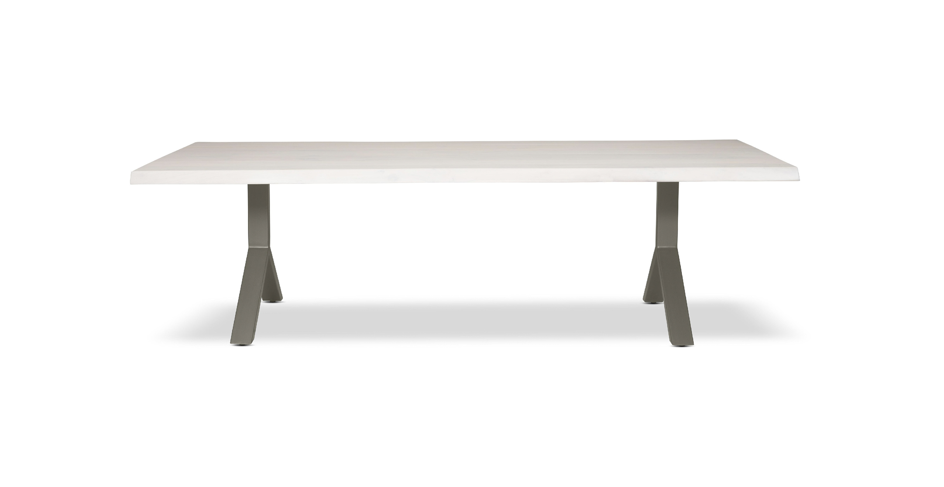 Orchard Pewter Aluminum Y Base Wooden Dining Table -  Wood Top And Aluminum Base White Wash 92"