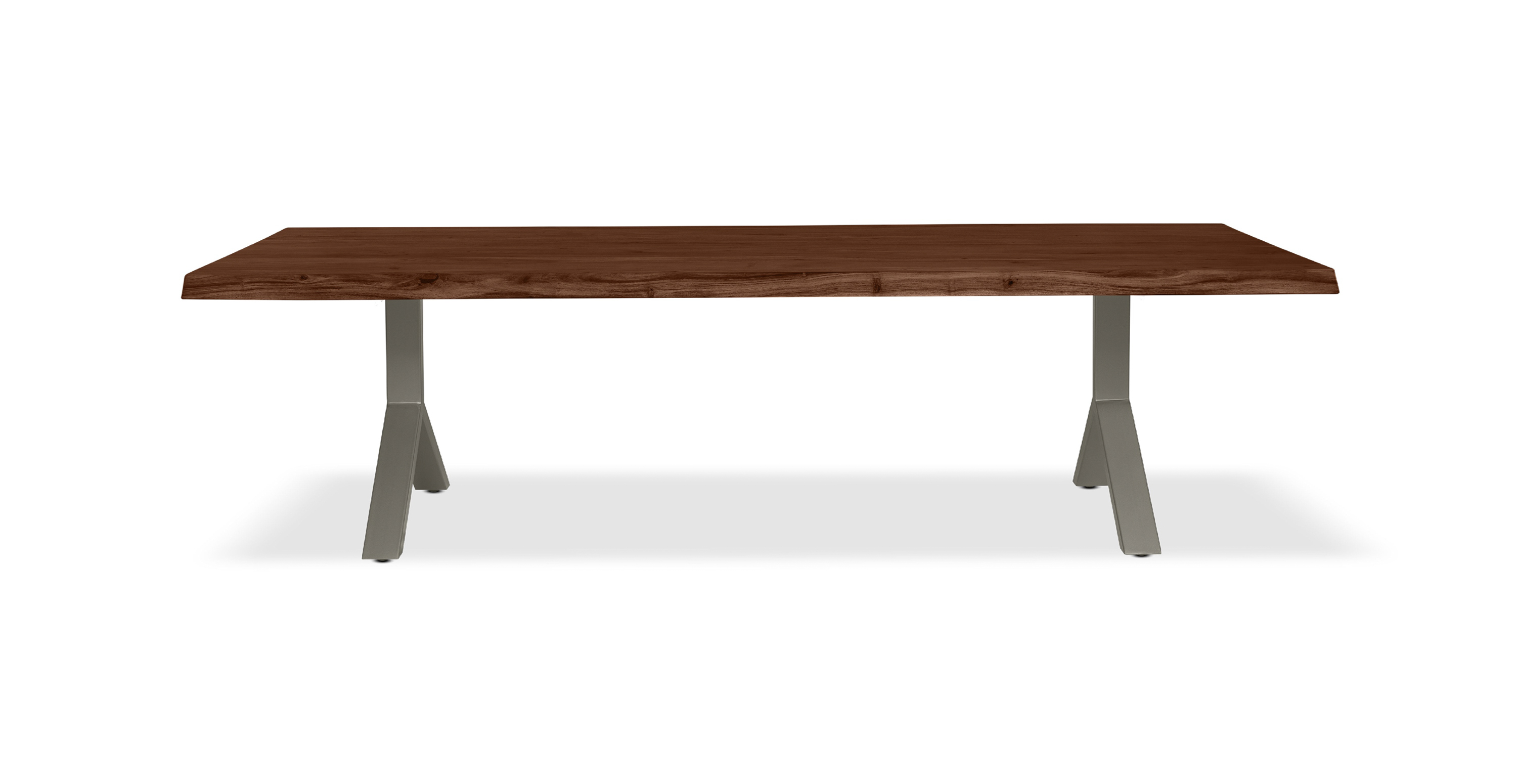 Orchard Pewter Aluminum Y Base Wooden Dining Table -  Wood Top And Aluminum Base Americano 116"