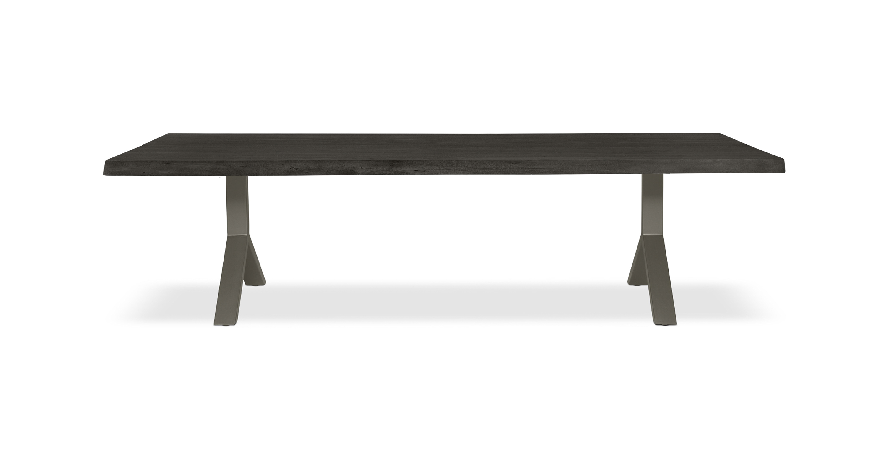 Orchard Pewter Aluminum Y Base Wooden Dining Table -  Wood Top And Aluminum Base Ebonized 116"