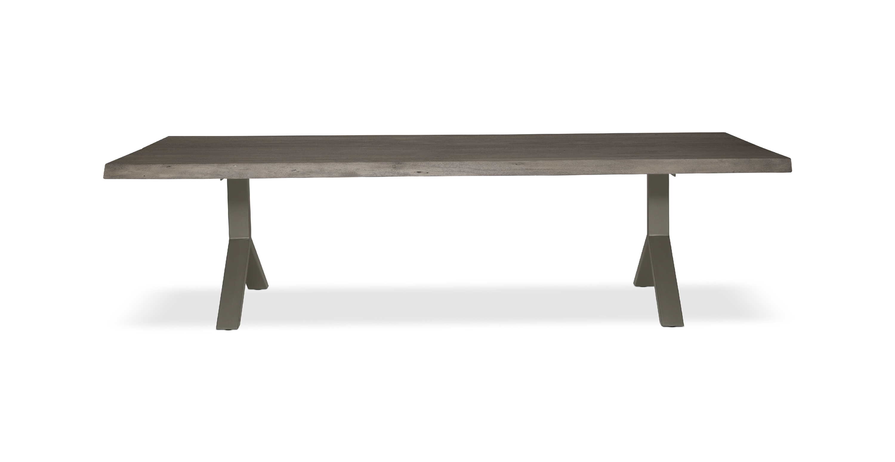 Orchard Pewter Aluminum Y Base Wooden Dining Table -  Wood Top And Aluminum Base Sandblasted Grey 116"