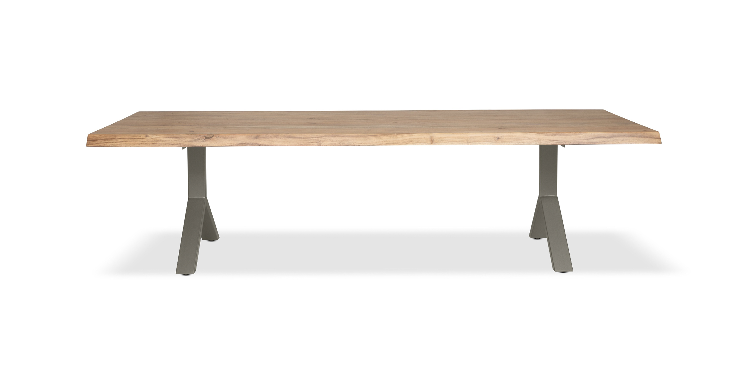 Orchard Pewter Aluminum Y Base Wooden Dining Table -  Wood Top And Aluminum Base Teak 116"