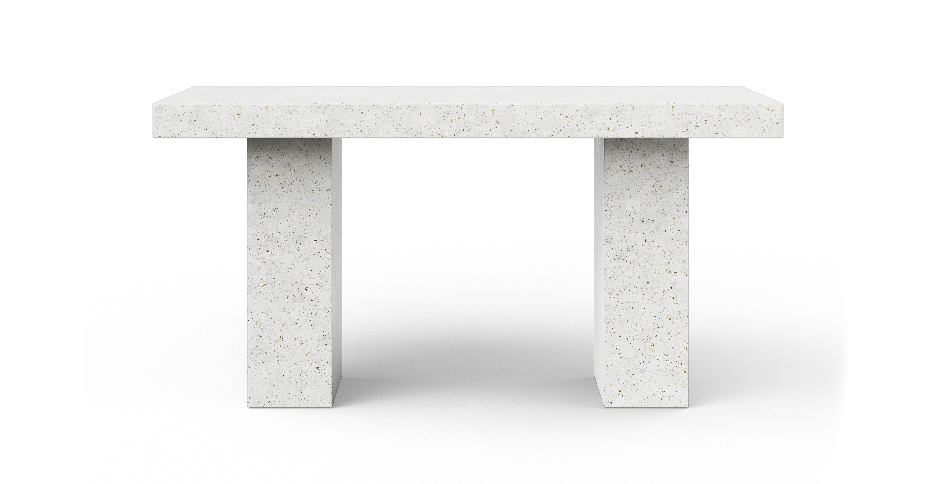 Fort Greene Minimalist Counter Height Concrete Dining Table -  Fiber-reinforced Concrete Ivory Terrazzo 35.5" x 70.75"