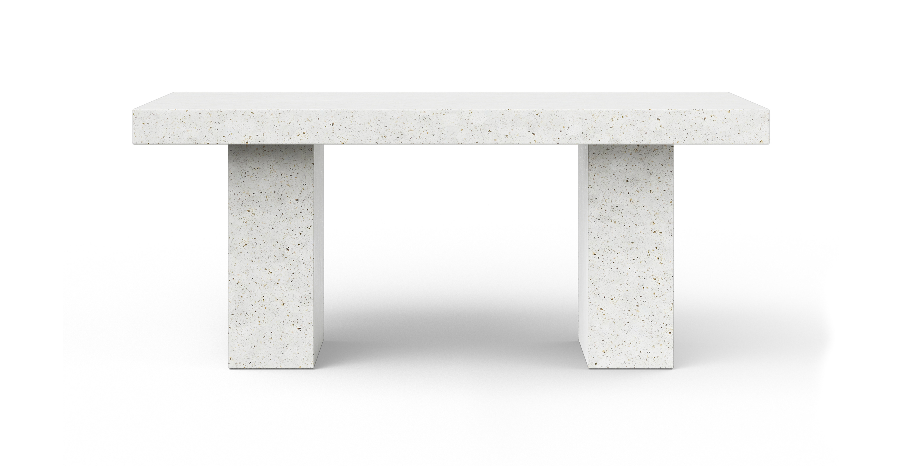 Fort Greene Minimalist Concrete Dining Table -  Fiber-reinforced Concrete Ivory Terrazzo 35.5" x 70.75"