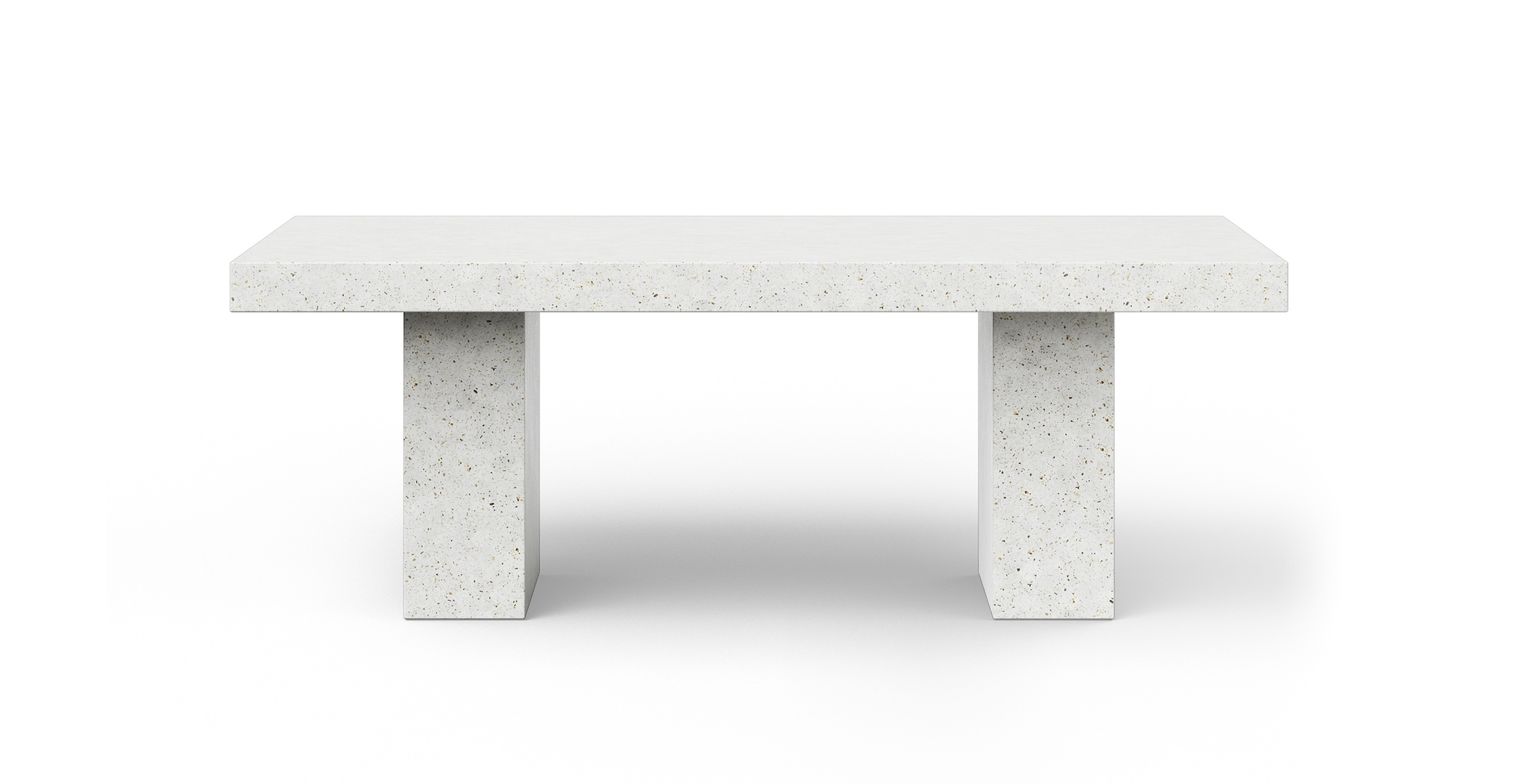Fort Greene Minimalist Concrete Dining Table -  Fiber-reinforced Concrete Ivory Terrazzo 39.25" x 82.75"