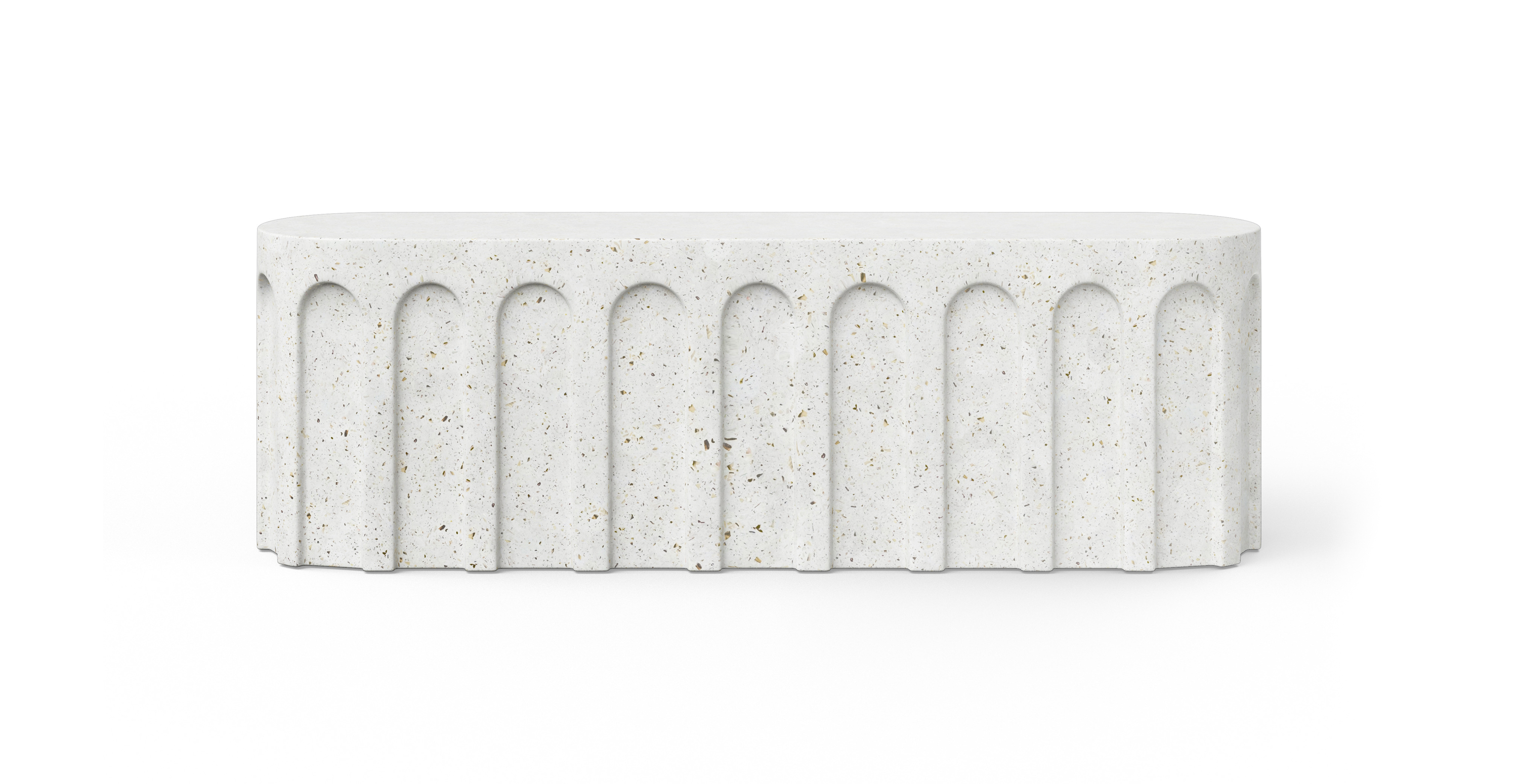 Metropolis Modern Indoor/Outdoor Concrete Bench - Fiber-reinforced Concrete Ivory Terrazzo