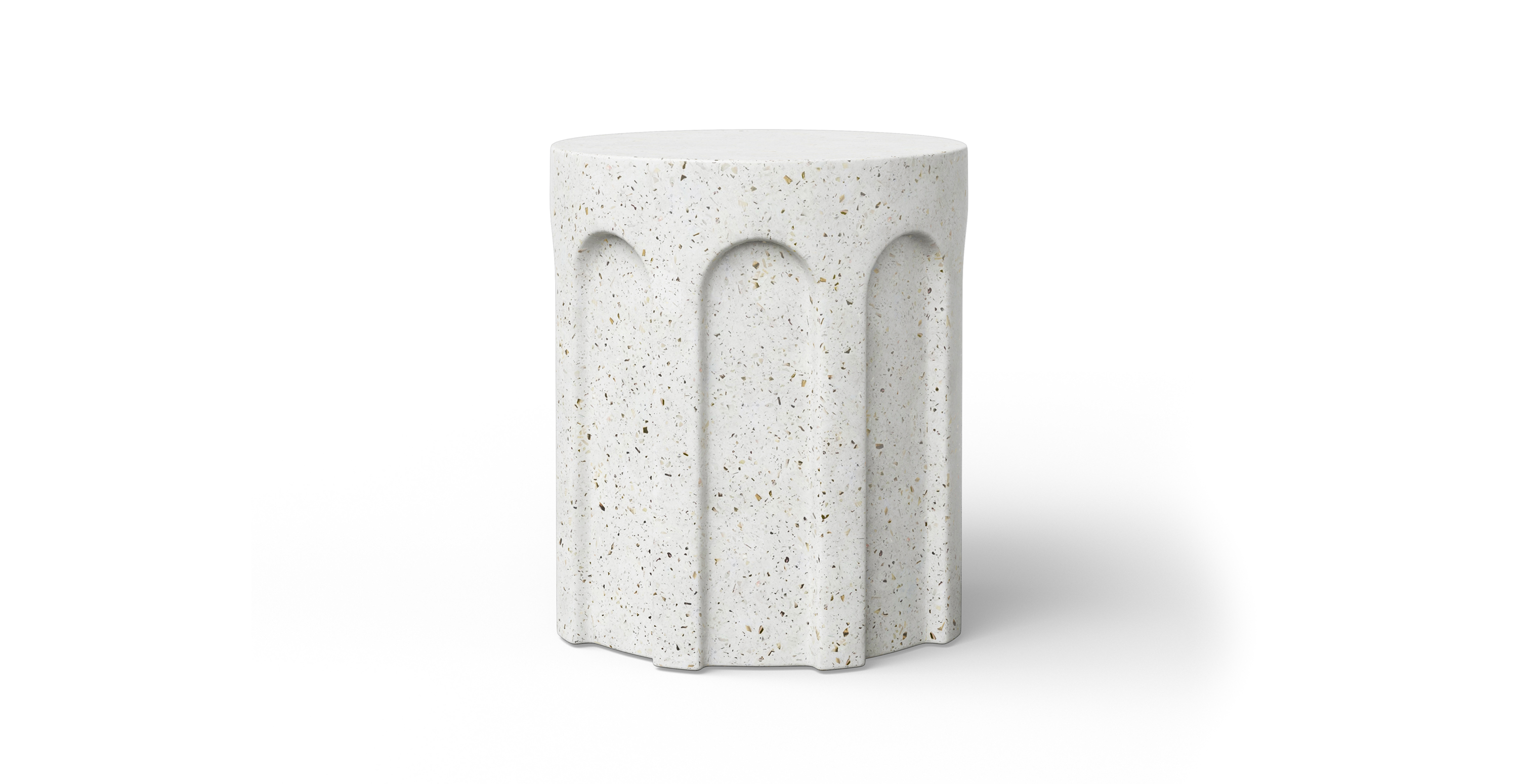Metropolis Modern Indoor/Outdoor Concrete Stool - Fiber-reinforced Concrete Ivory Terrazzo