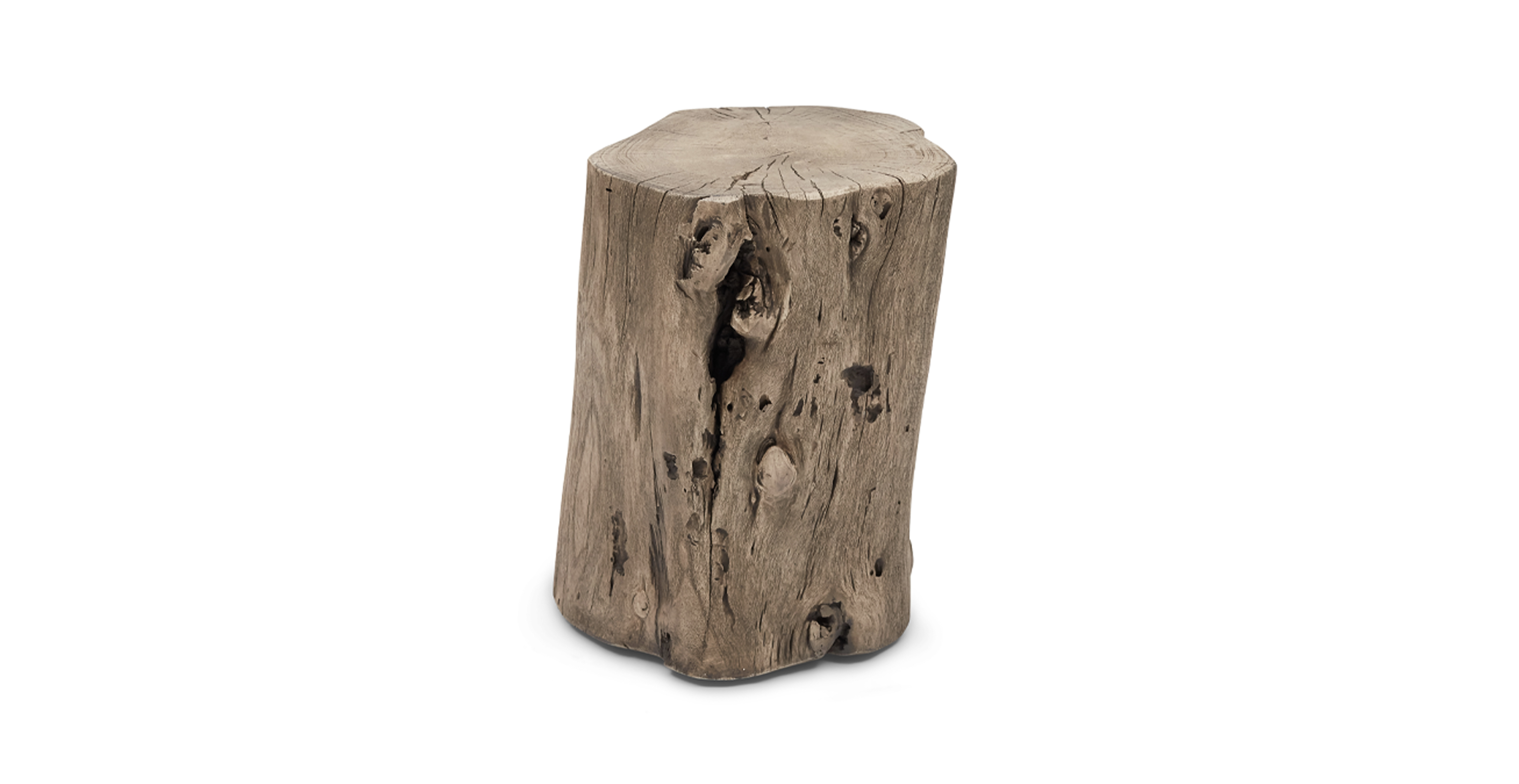 Natural Solid Wood Stump Accent Stool - Wood Sandblasted Grey