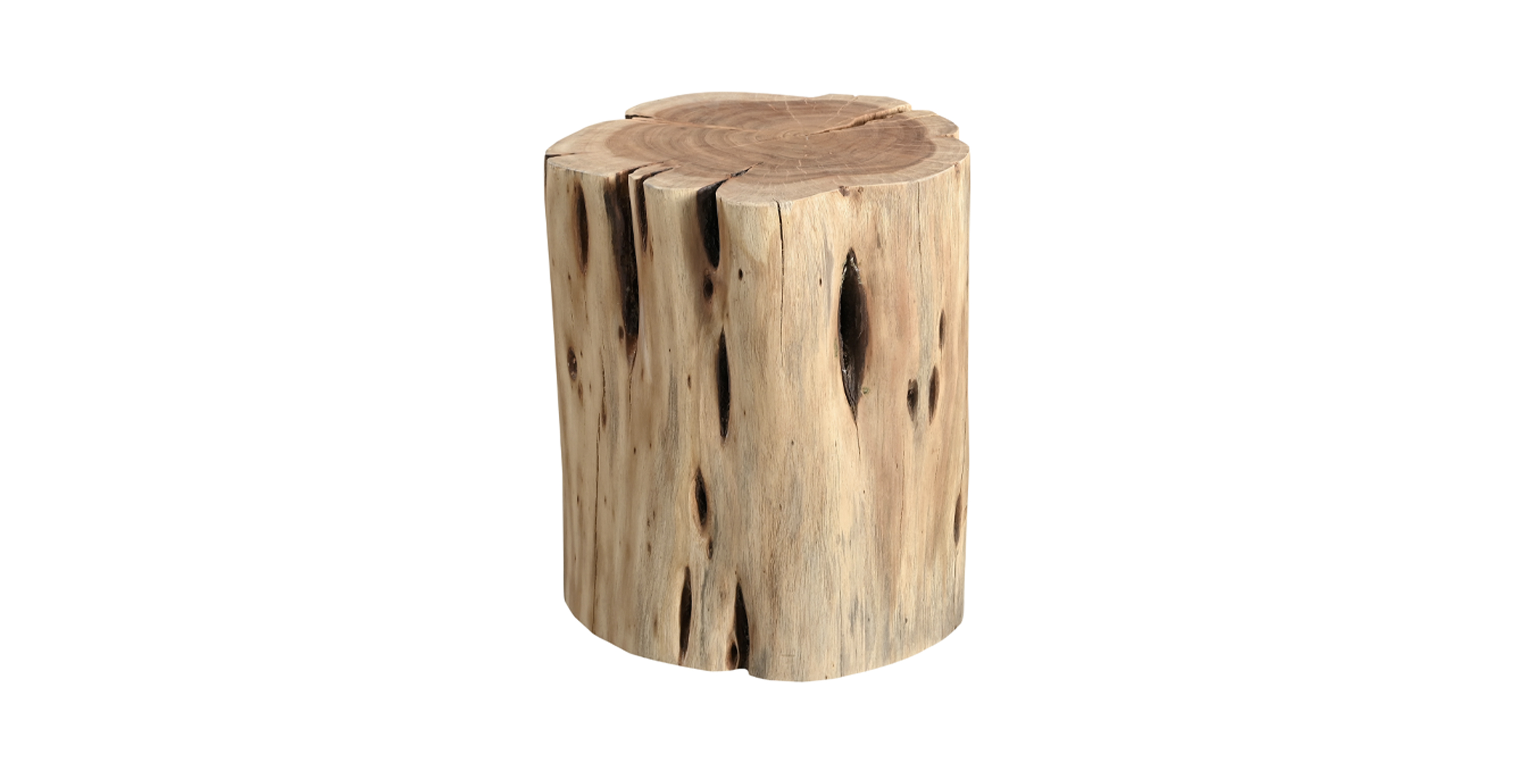 Natural Solid Wood Stump Accent Stool - Wood Teak