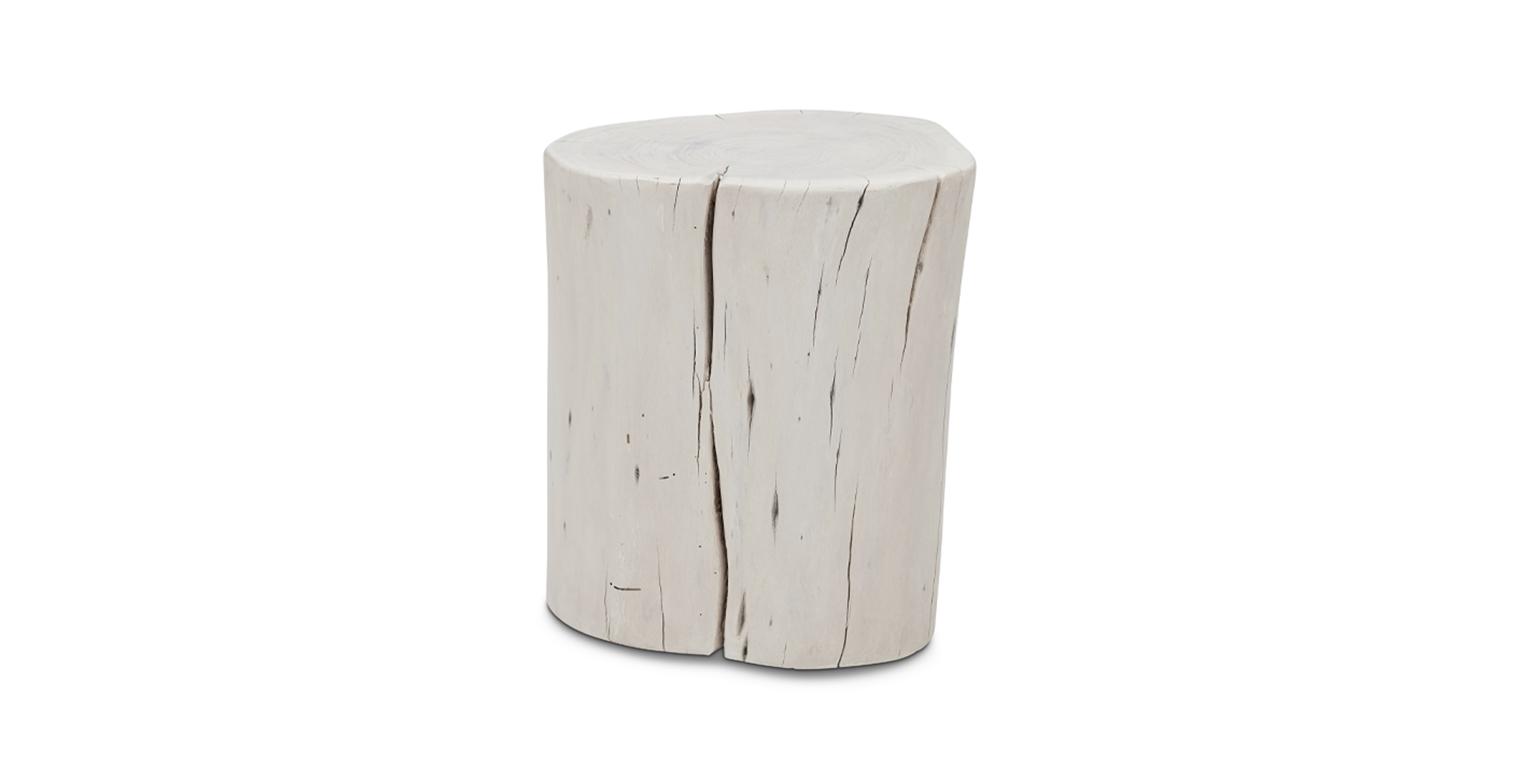 Natural Solid Wood Stump Accent Stool - Wood White Wash