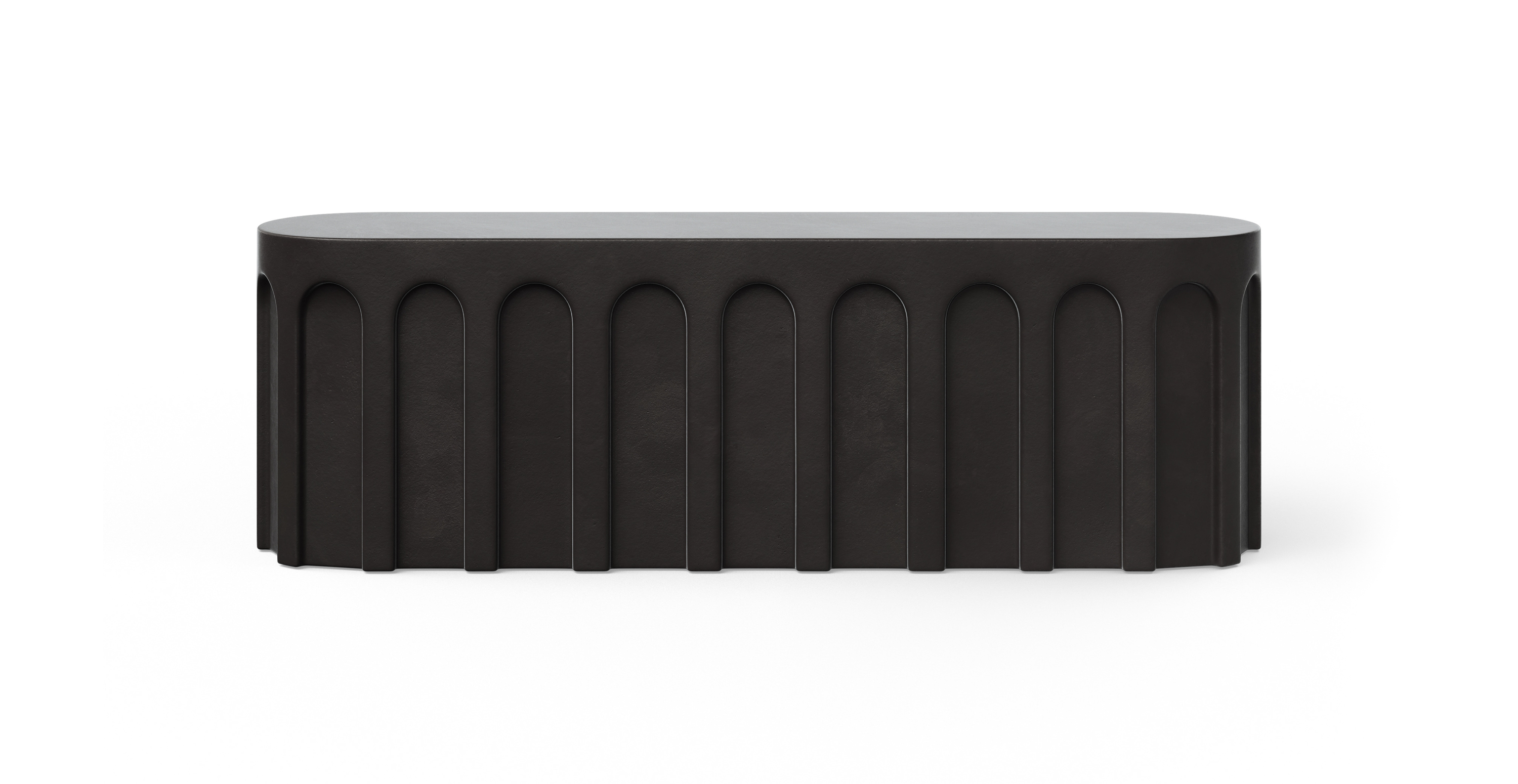 Metropolis Modern Indoor/Outdoor Concrete Bench -  Fiber-reinforced Concrete Lava
