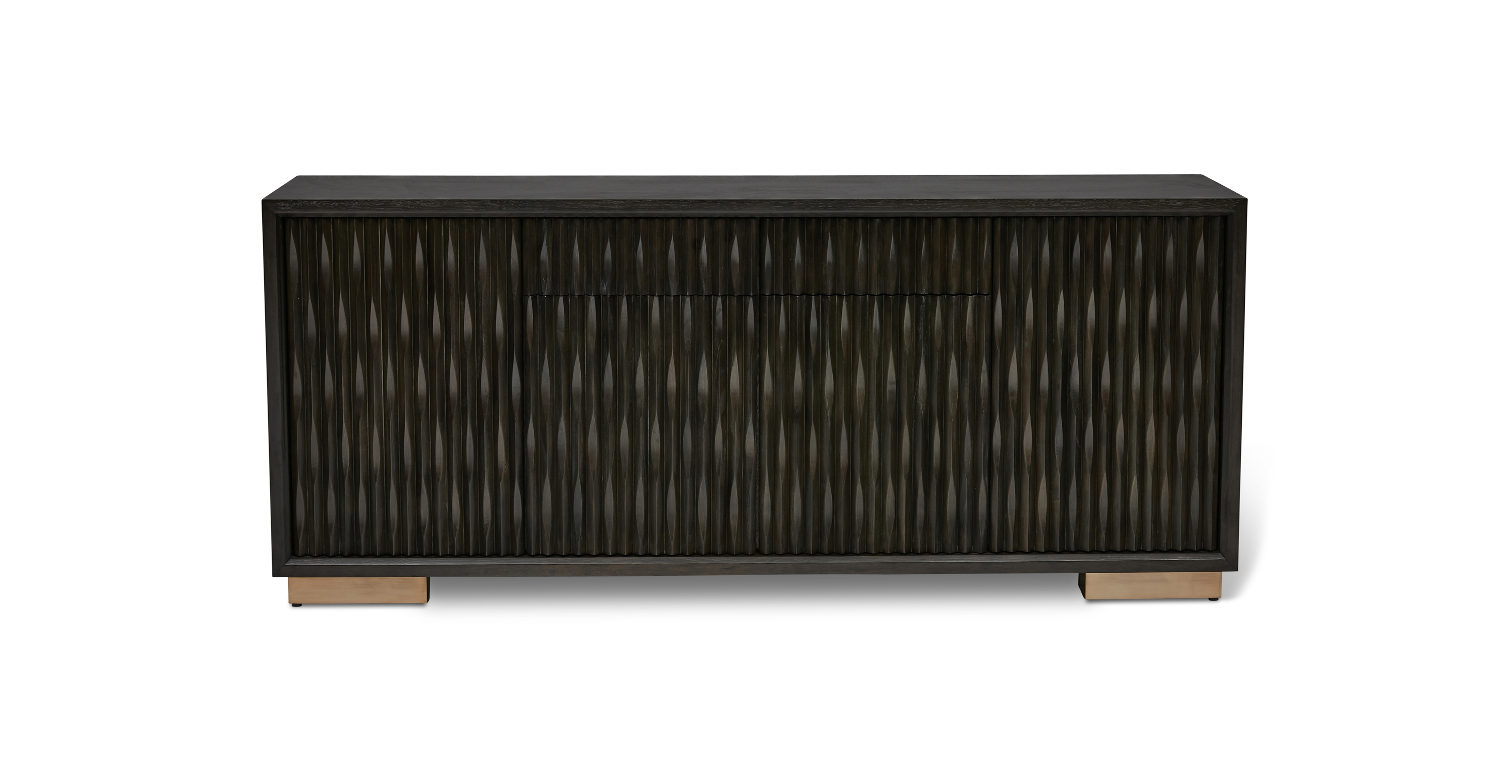 High Line Modern Luxury Buffet - Gold Base -  Engineered Wood Charcoal