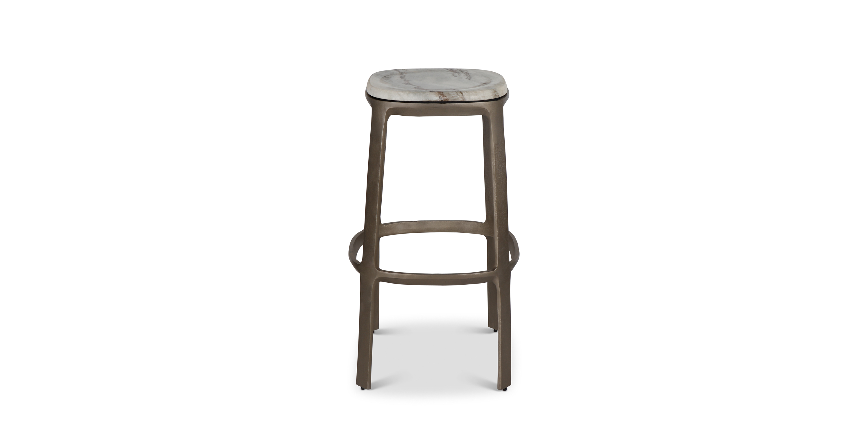 Wooster Marble Contemporary Counter Stool - Marble Top - Aluminum Base Toronto Sand - Antique Nickel Finish