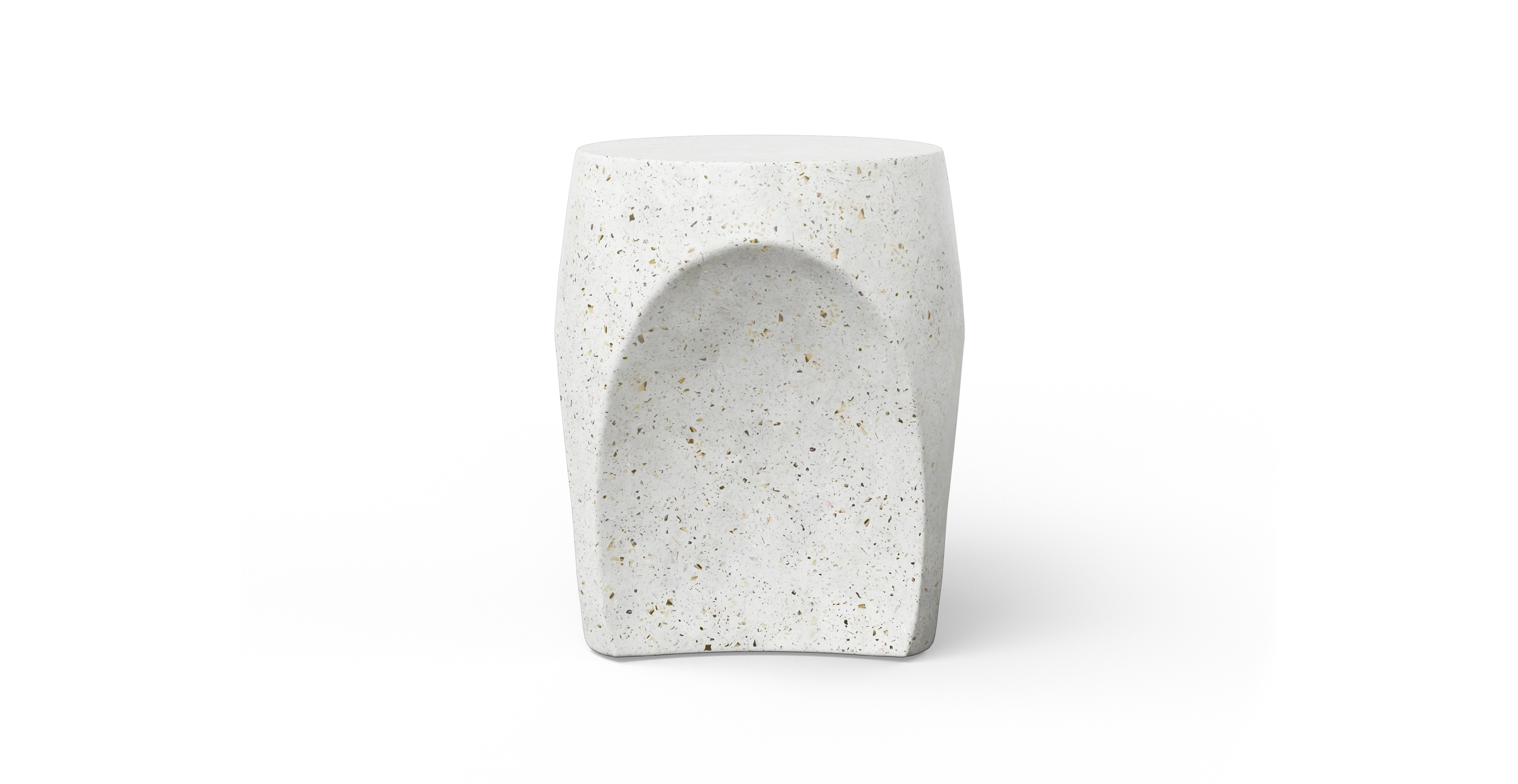 Ludlow Modern Indoor/Outdoor Concrete Stool -  Fiber-reinforced Concrete Ivory Terrazzo