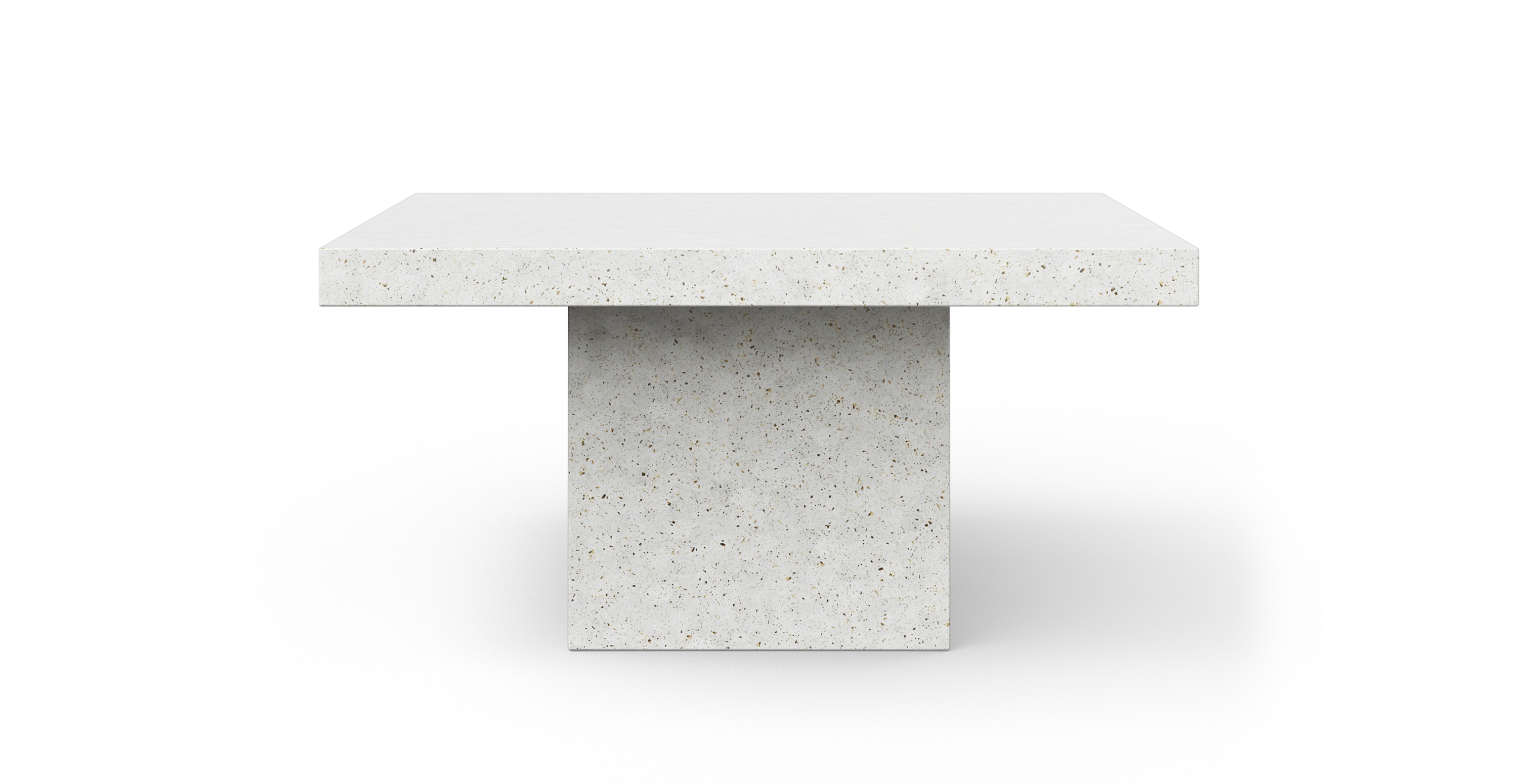 Fulton Brutalist Indoor/Outdoor 59" Square Concrete Dining Table -  Fiber-reinforced Concrete Ivory Terrazzo