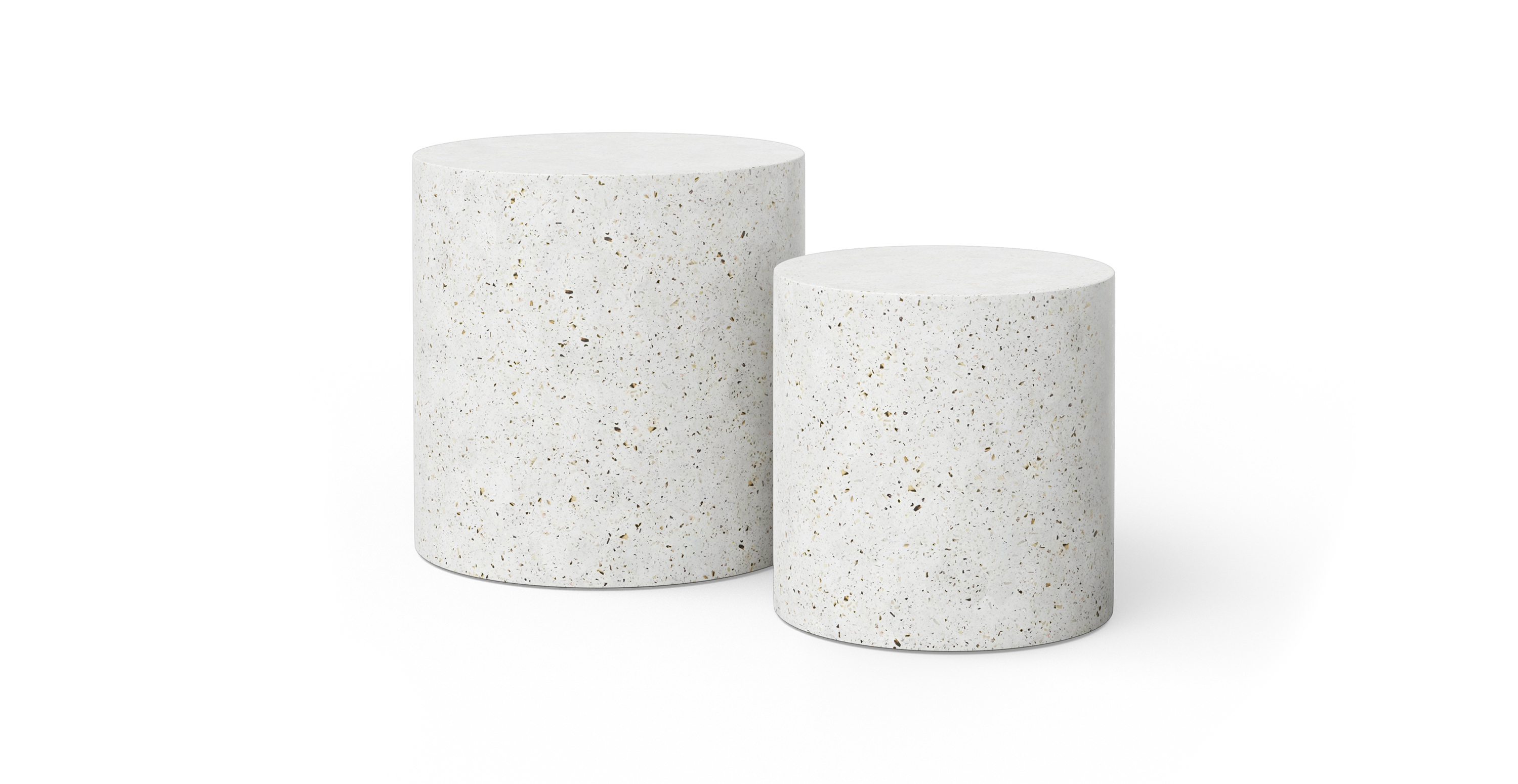 Fulton Brutalist Indoor/Outdoor Concrete Pedestal - Set of 2 -  Fiber-reinforced Concrete Ivory Terrazzo