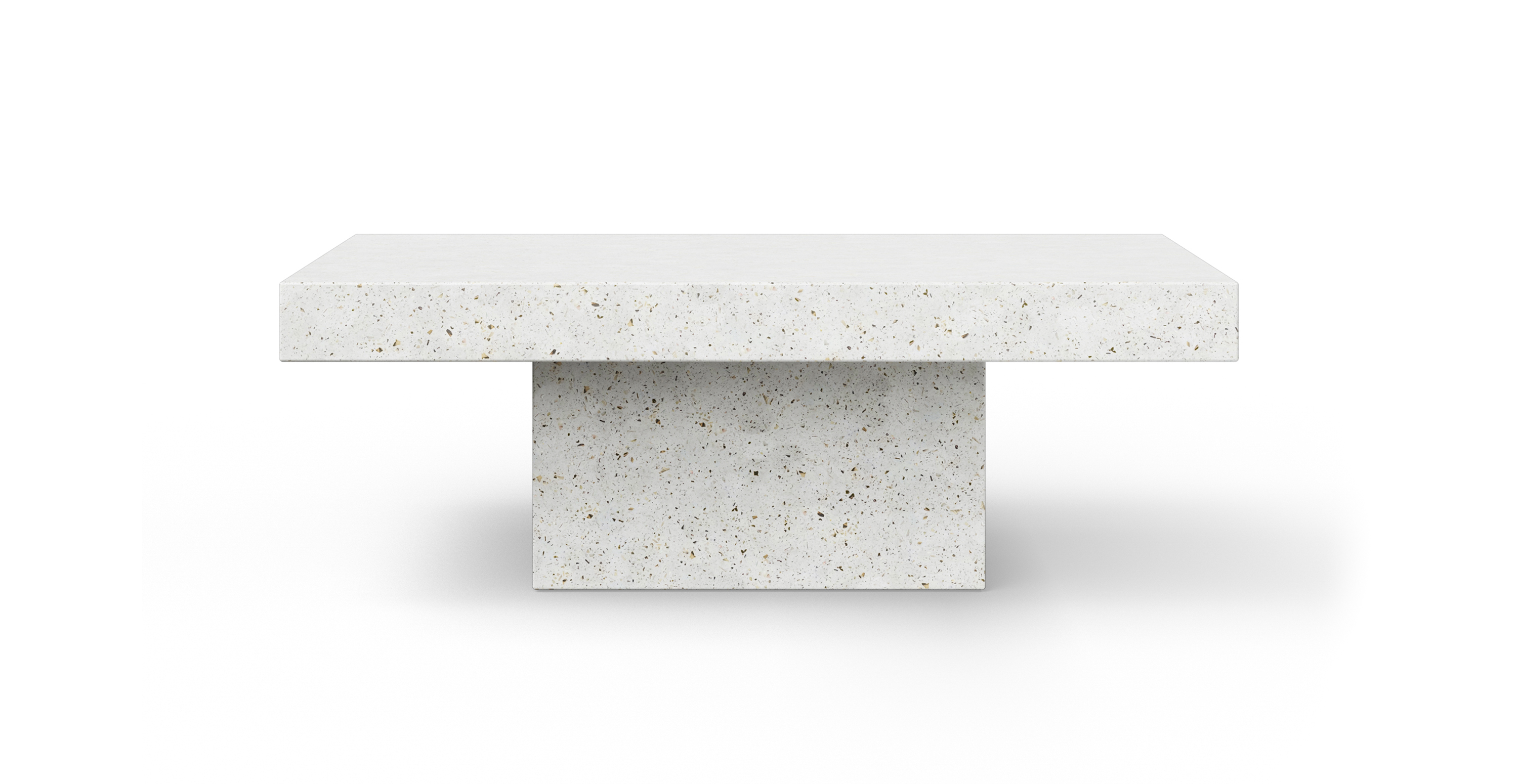 Fulton Brutalist Indoor/Outdoor Rectangle Coffee Table -  Fiber-reinforced Concrete Ivory Terrazzo