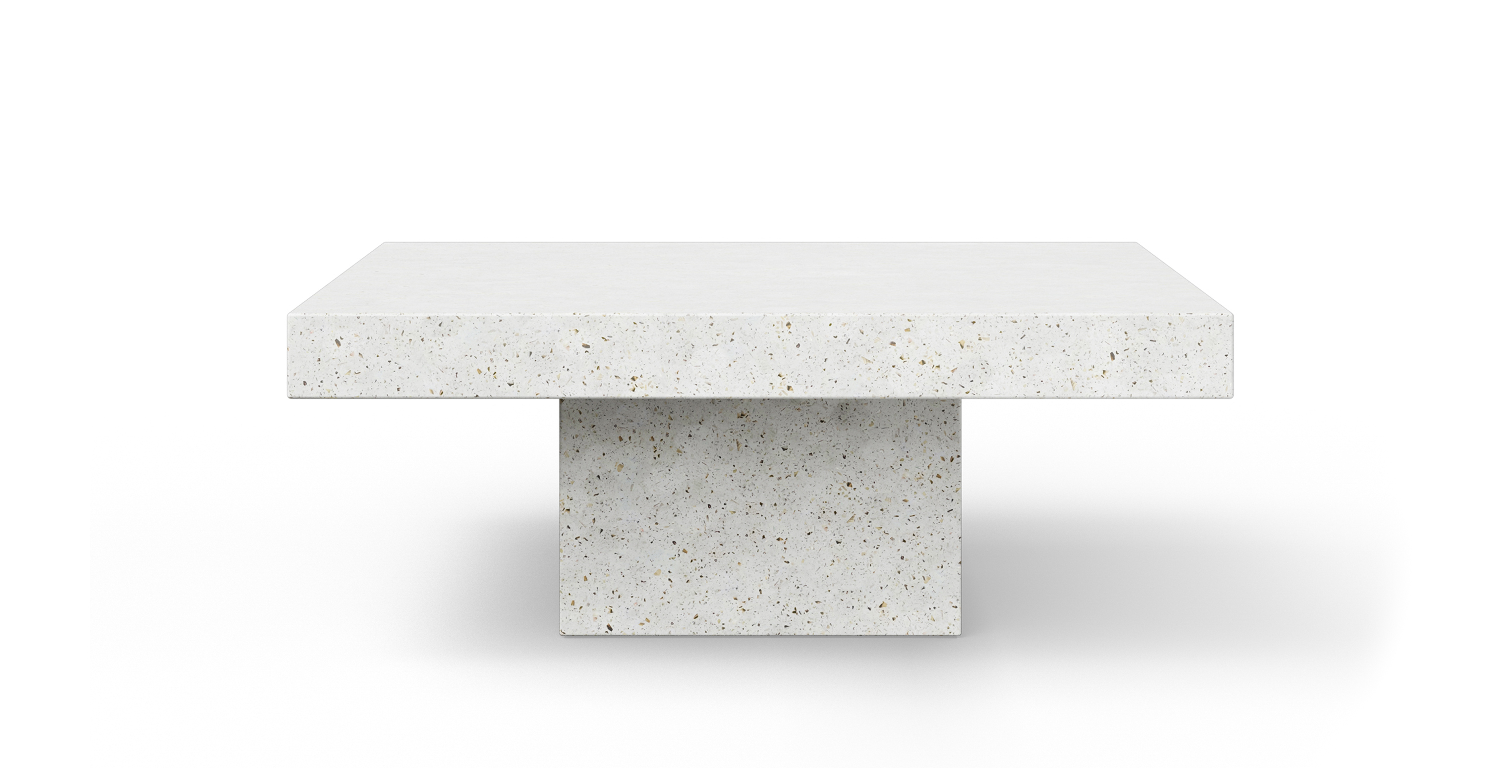 Fulton Brutalist Indoor/Outdoor Square Coffee Table -  Fiber-reinforced Concrete Ivory Terrazzo